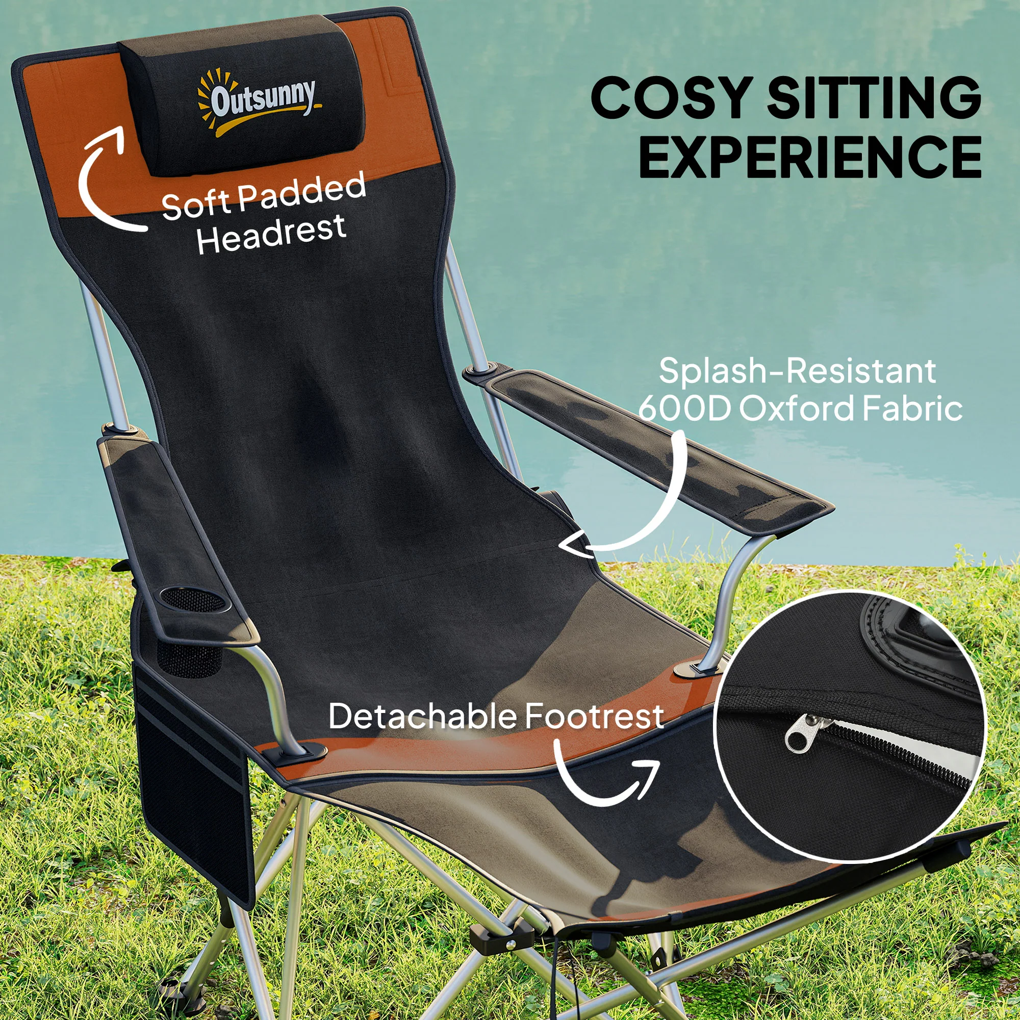 Outsunny Set Of 2 Reclining Camping Chairs - Image 21