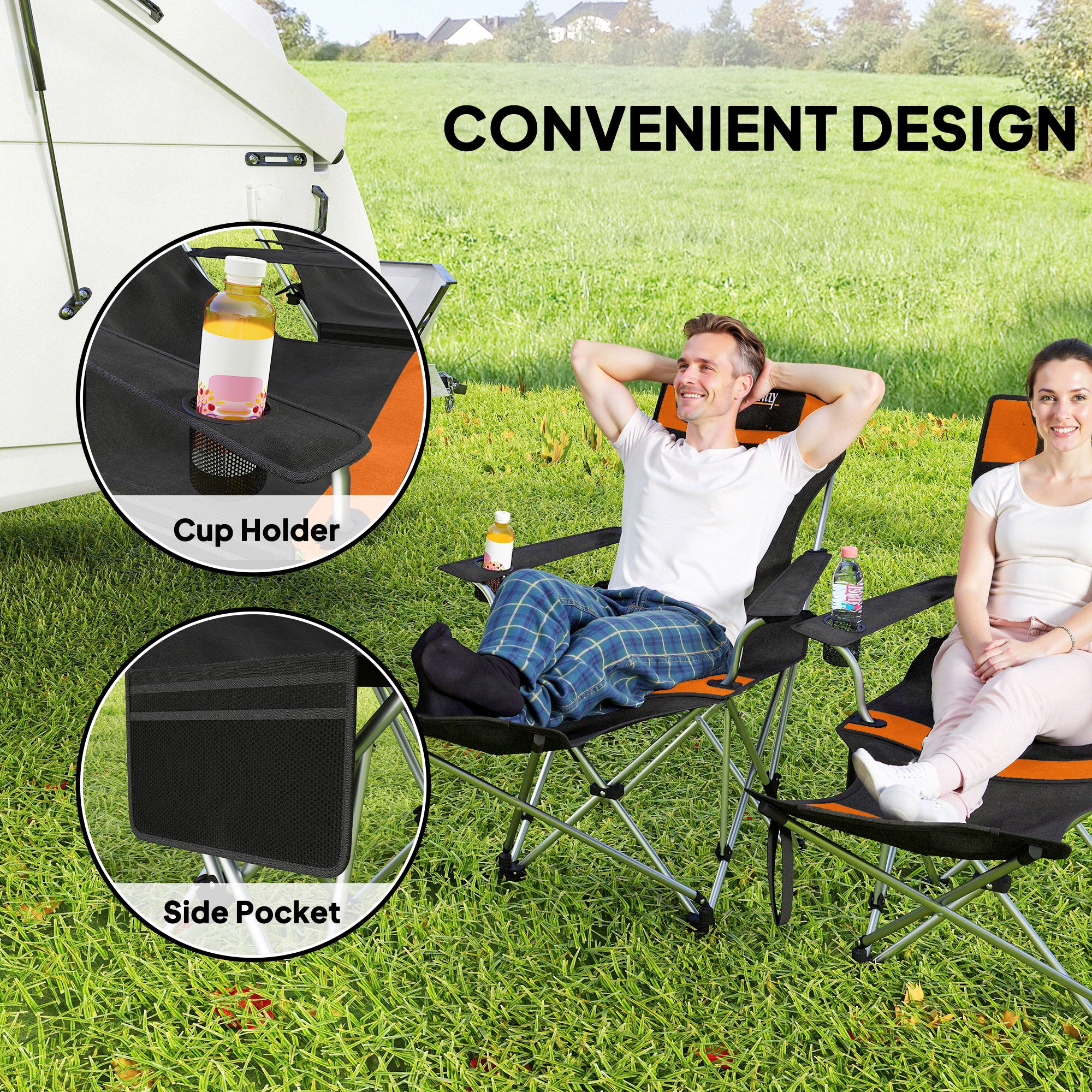 Outsunny Set Of 2 Reclining Camping Chairs - Image 22