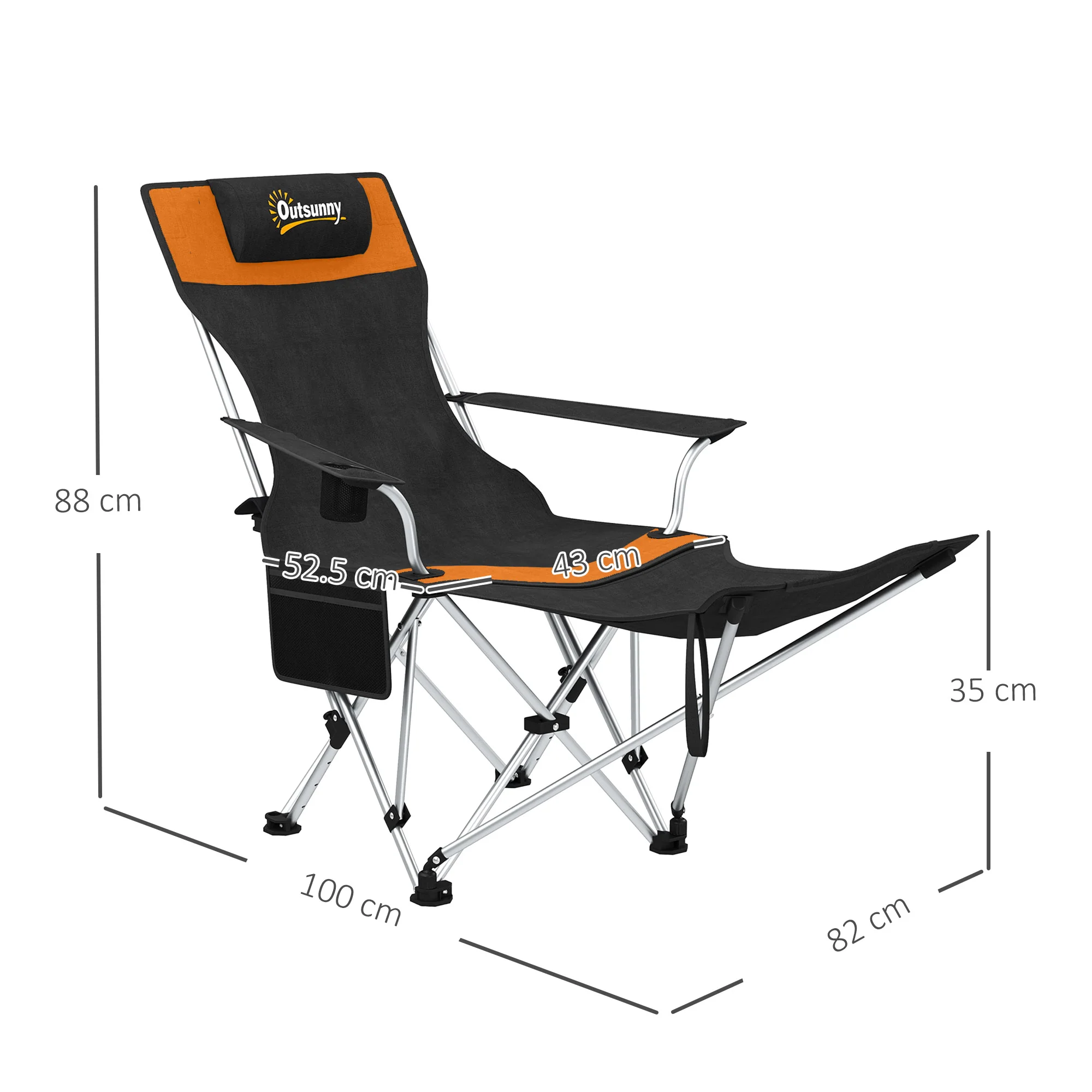 Outsunny Set Of 2 Reclining Camping Chairs - Image 23