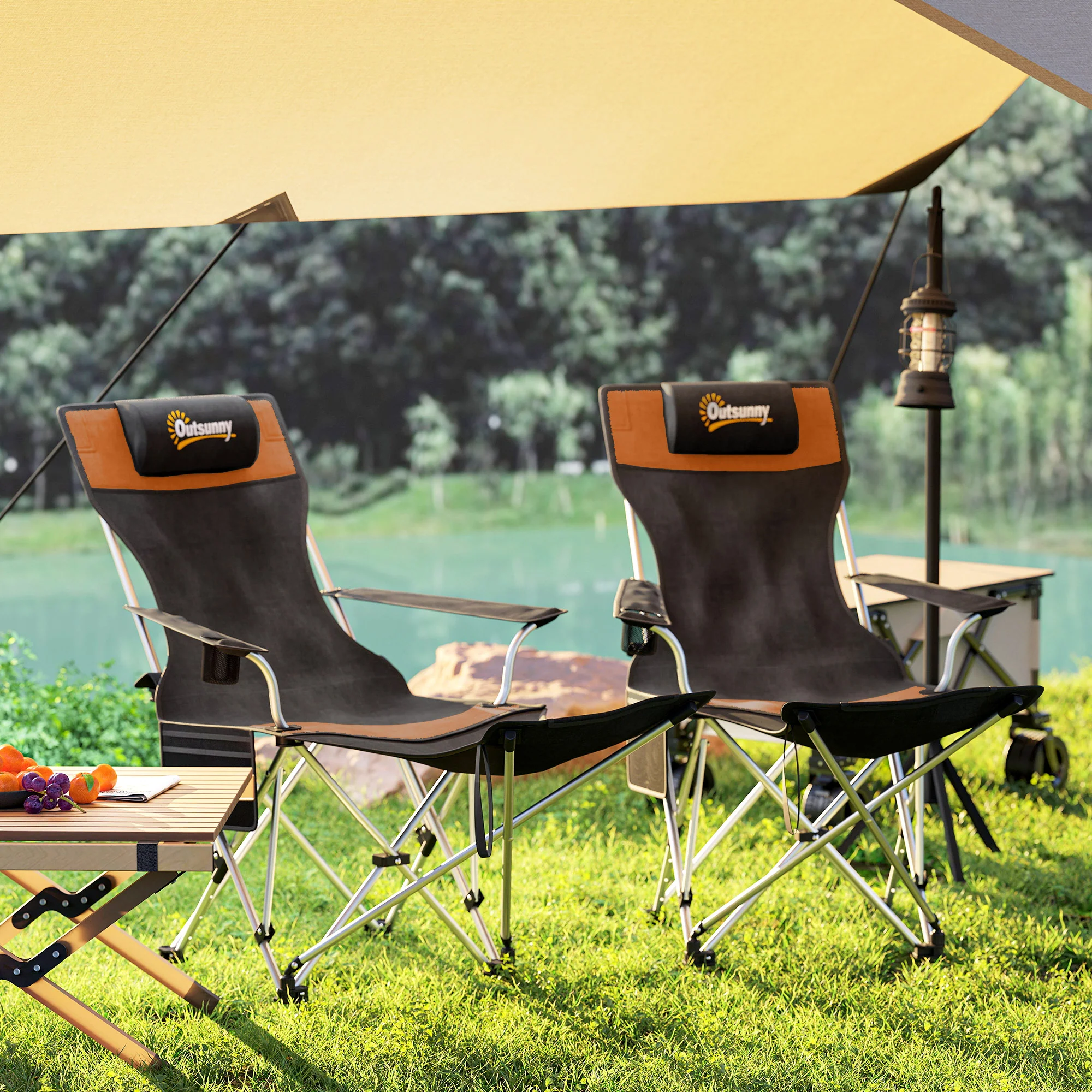 Outsunny Set Of 2 Reclining Camping Chairs - Image 25