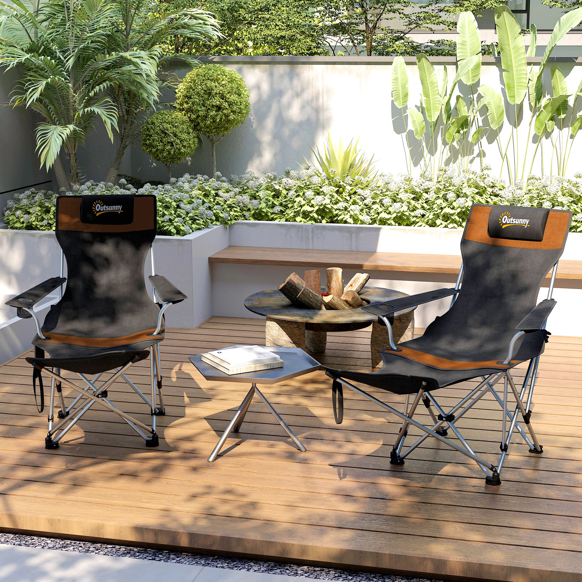 Outsunny Set Of 2 Reclining Camping Chairs - Image 26