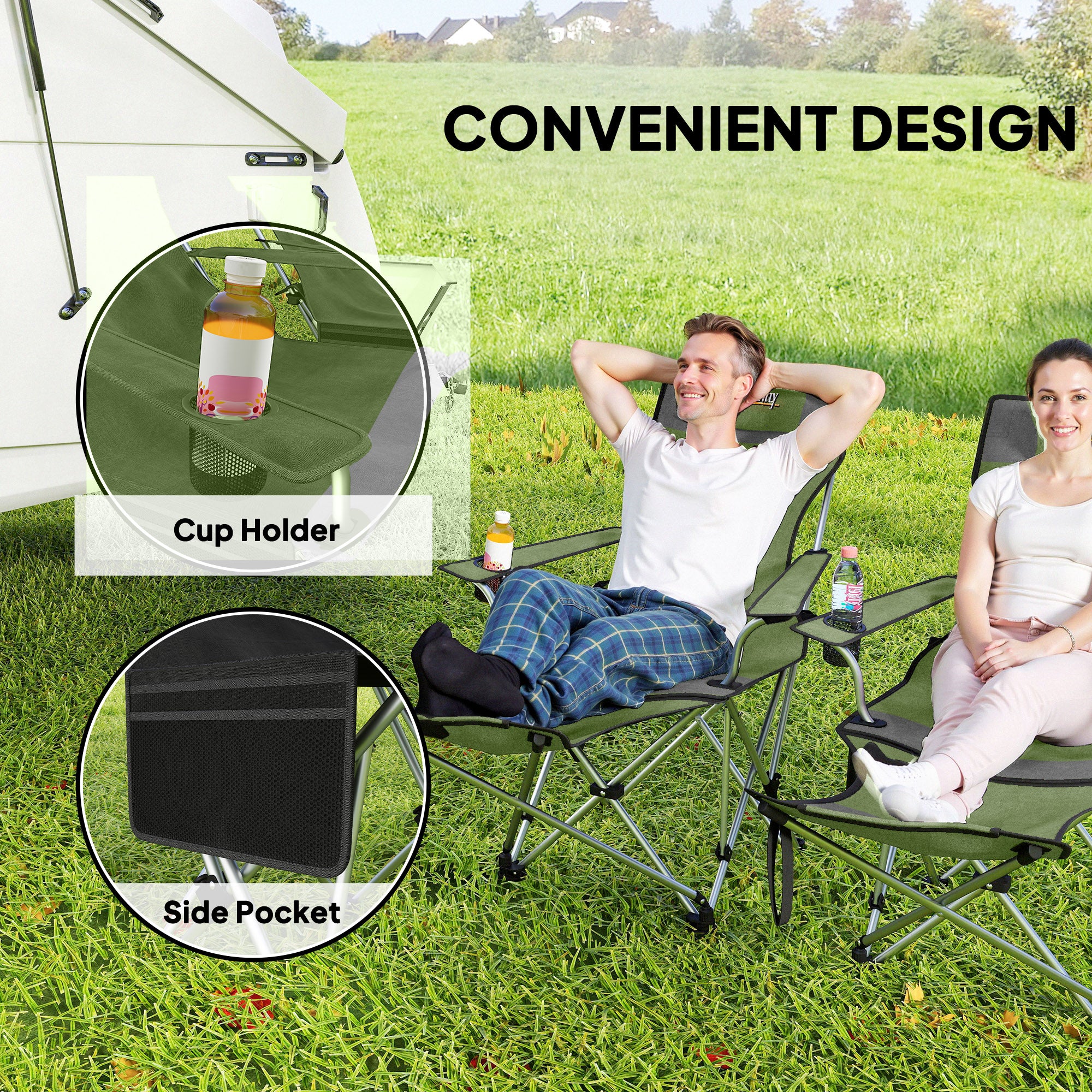 Outsunny Set Of 2 Reclining Camping Chairs - Image 4