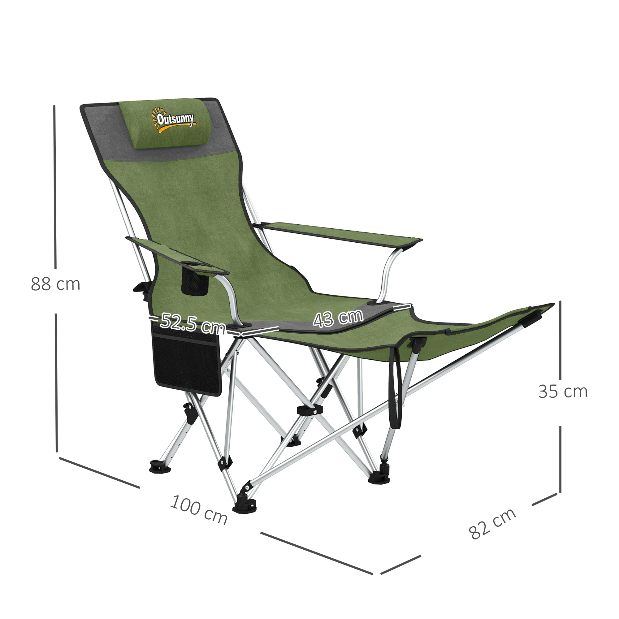 Outsunny Set Of 2 Reclining Camping Chairs - Image 5
