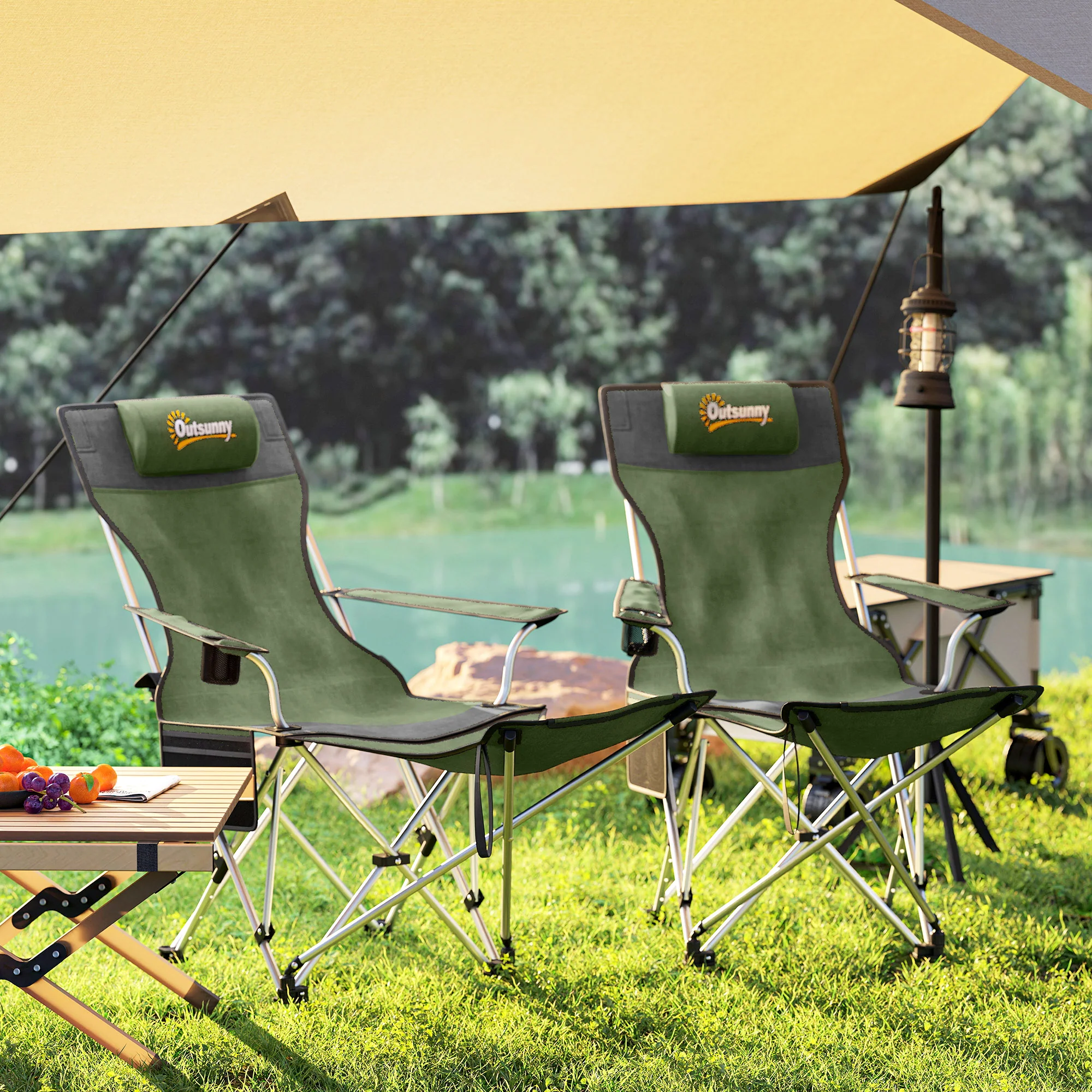 Outsunny Set Of 2 Reclining Camping Chairs - Image 7