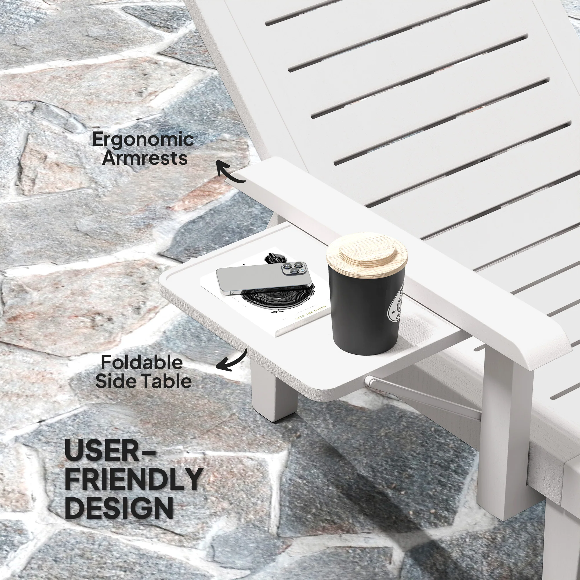 Outsunny Set of 2 Resin Reclining Sun Loungers for Garden - Image 22