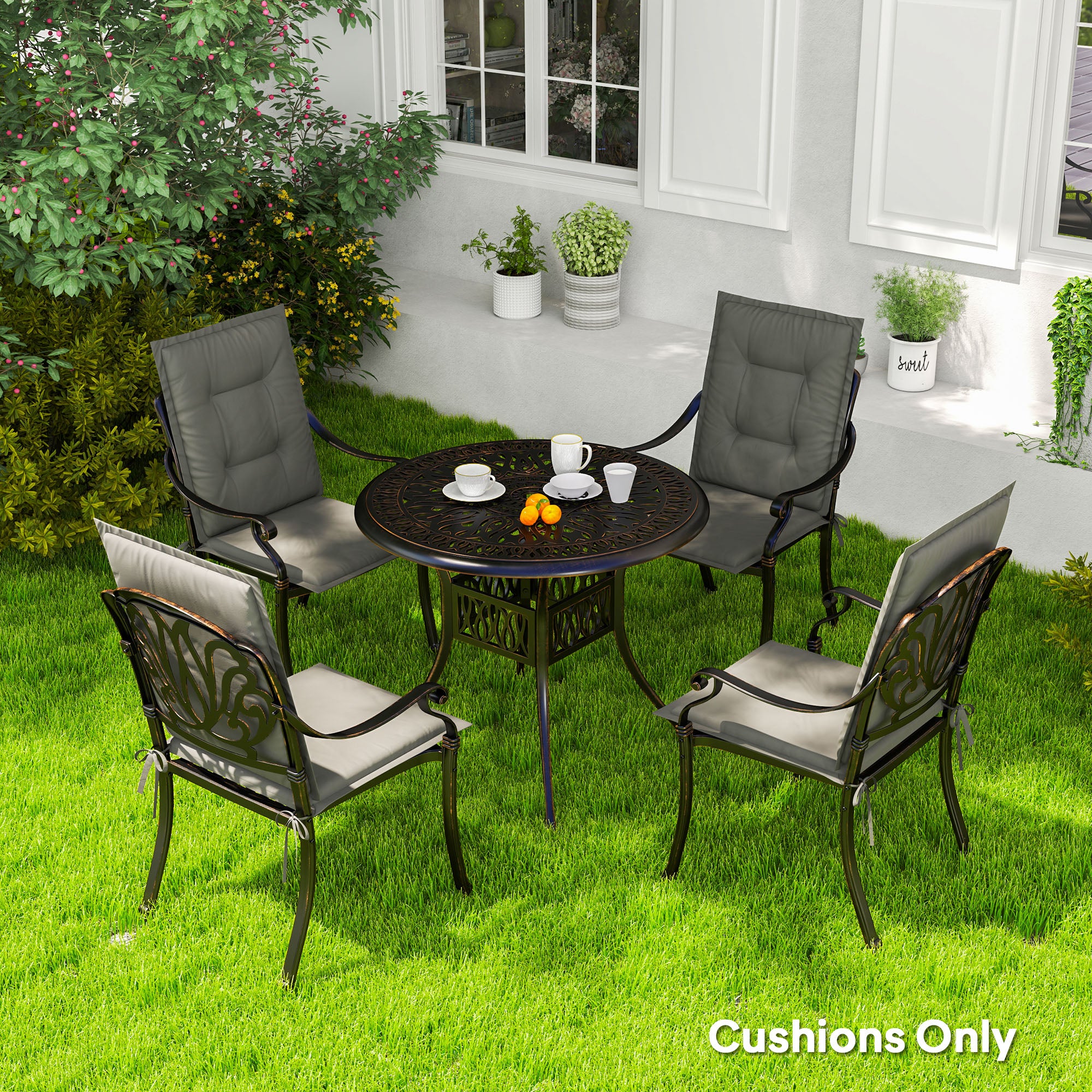 Outsunny Set Of 4 Garden Chair Cushions, Outdoor Seat Pads - Image 11