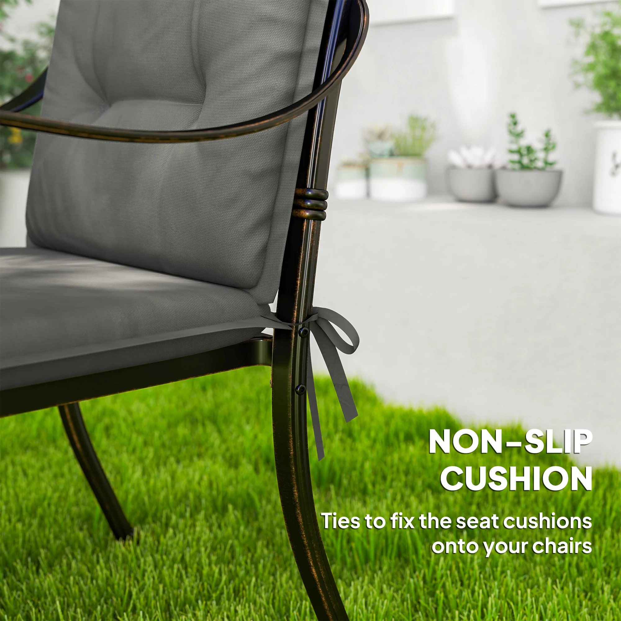 Outsunny Set Of 4 Garden Chair Cushions, Outdoor Seat Pads - Image 15