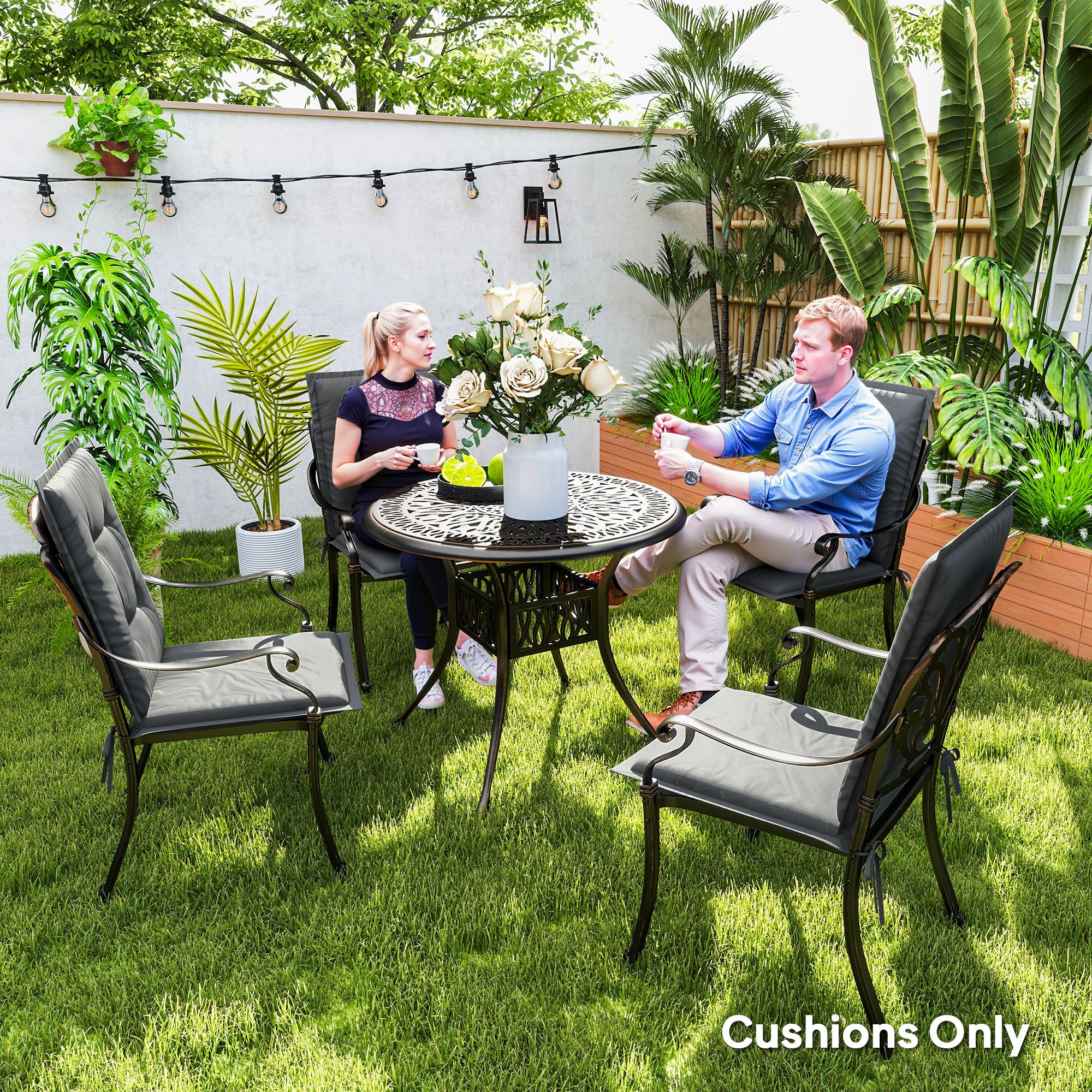 Outsunny Set Of 4 Garden Chair Cushions, Outdoor Seat Pads - Image 16