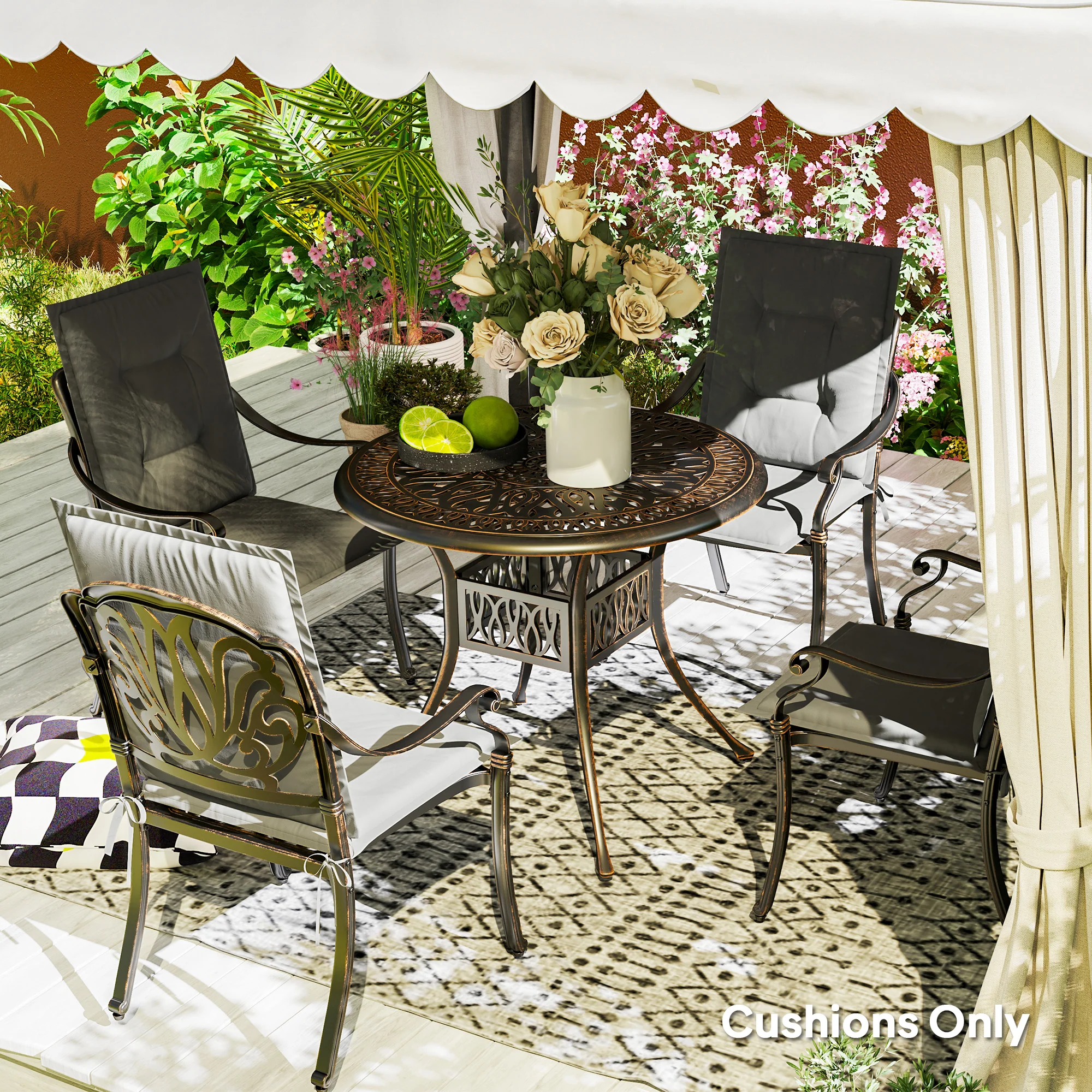 Outsunny Set Of 4 Garden Chair Cushions, Outdoor Seat Pads - Image 17