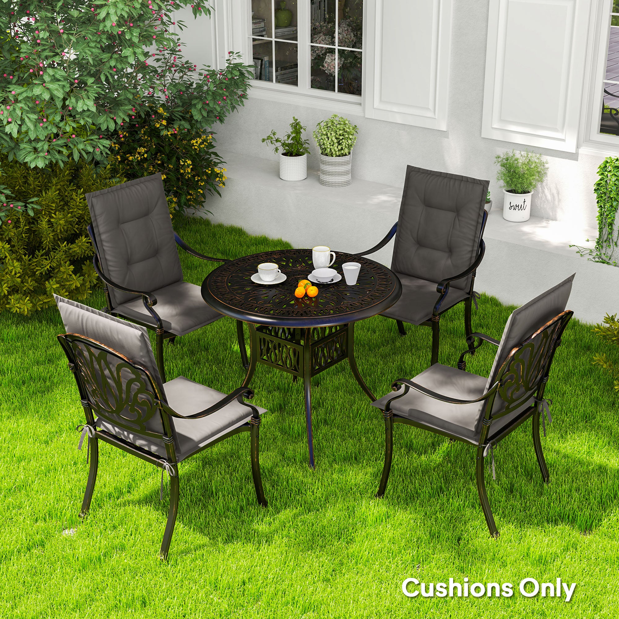 Outsunny Set Of 4 Garden Chair Cushions, Outdoor Seat Pads - Image 2