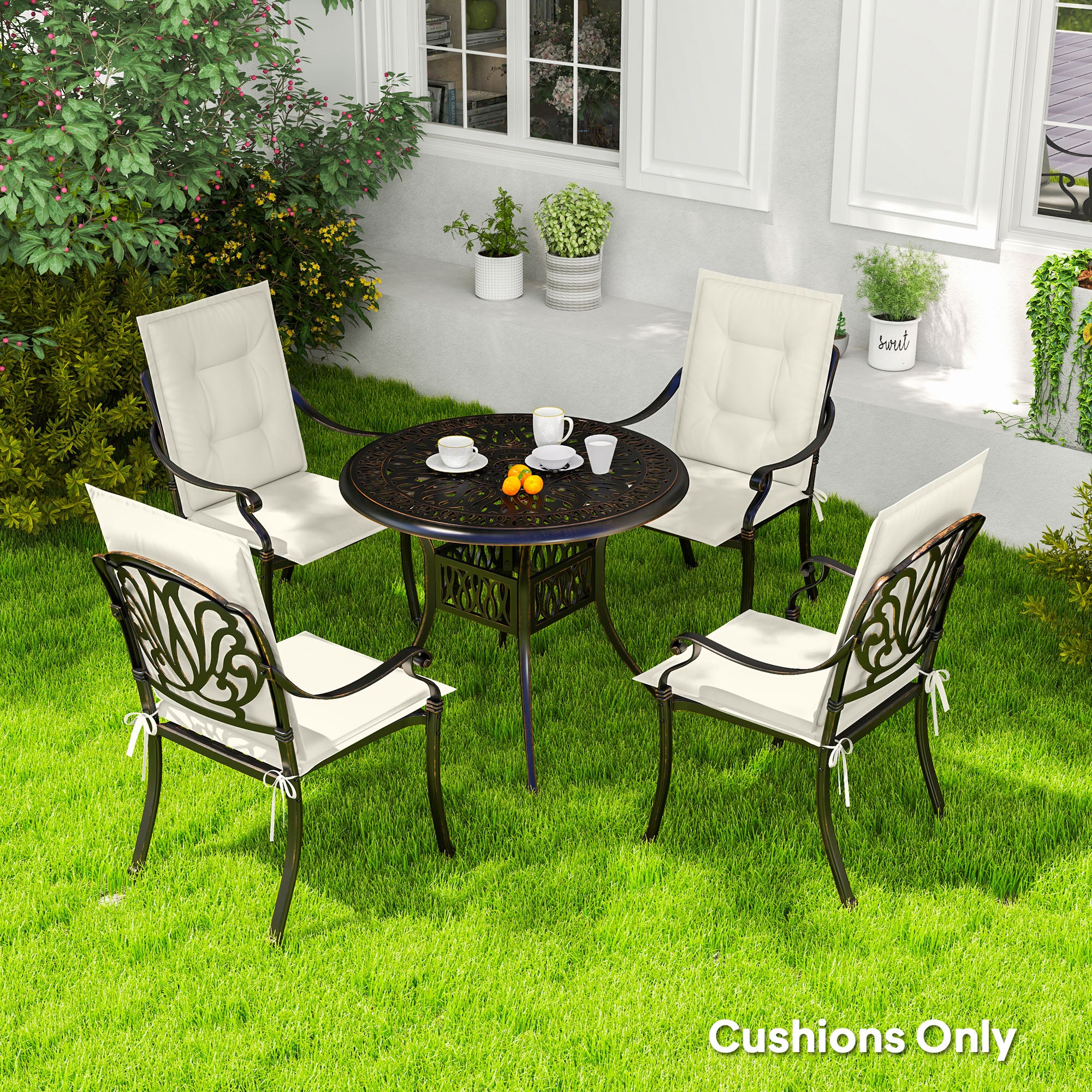 Outsunny Set Of 4 Garden Chair Cushions, Outdoor Seat Pads - Image 20