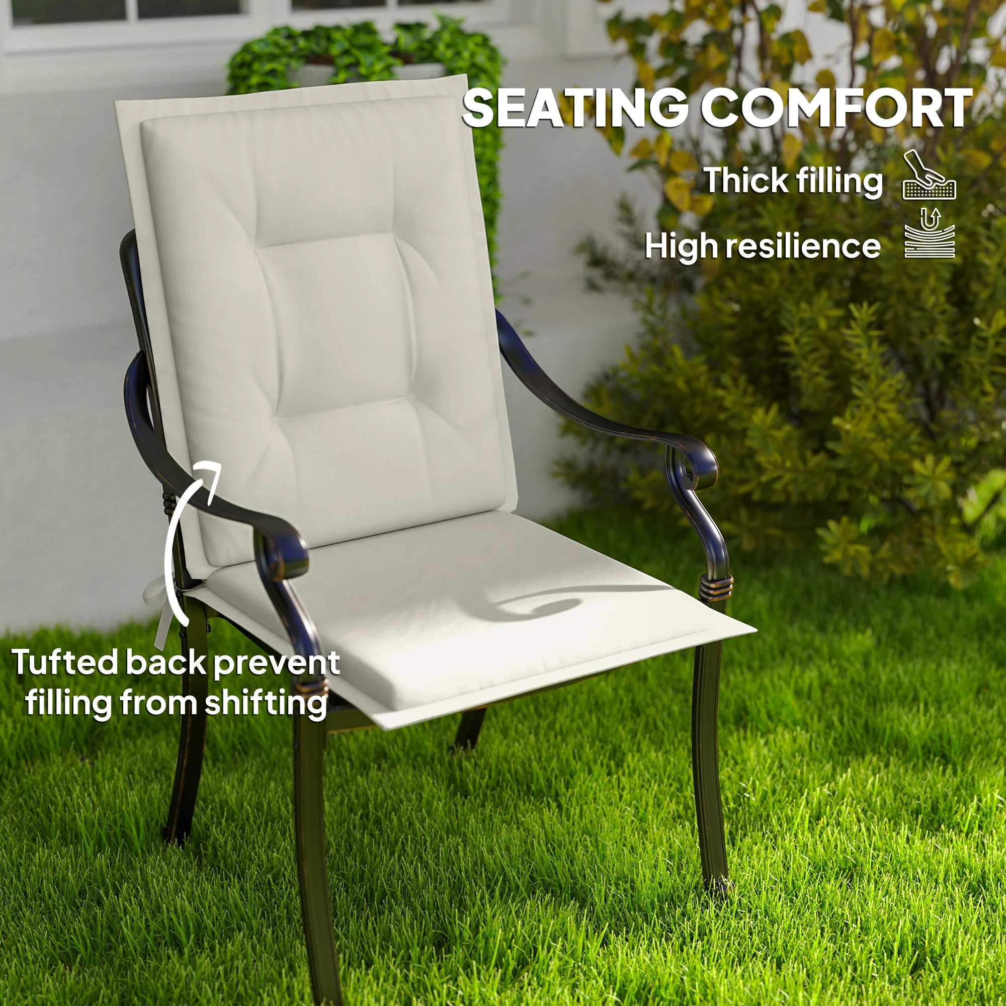 Outsunny Set Of 4 Garden Chair Cushions, Outdoor Seat Pads - Image 21