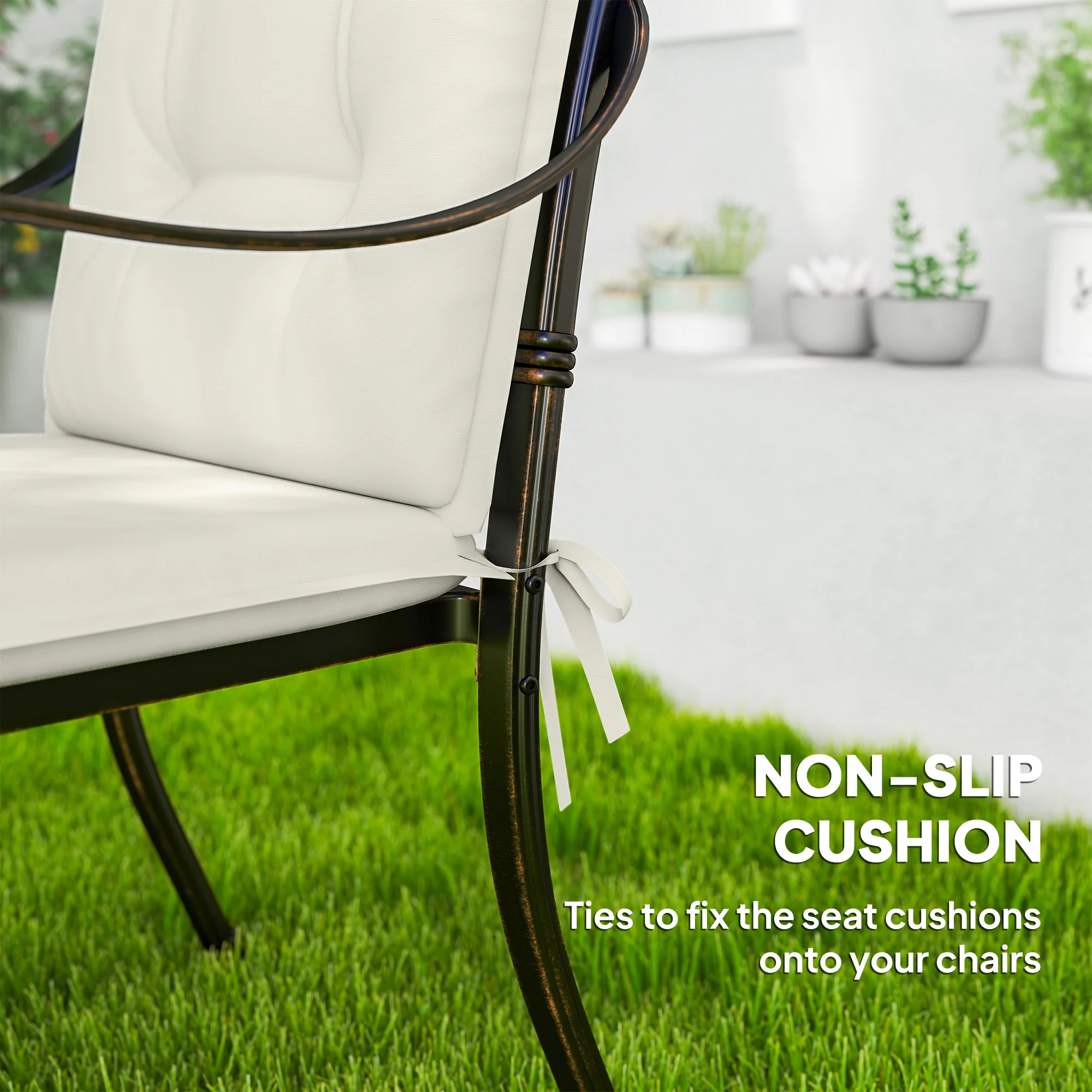Outsunny Set Of 4 Garden Chair Cushions, Outdoor Seat Pads - Image 24