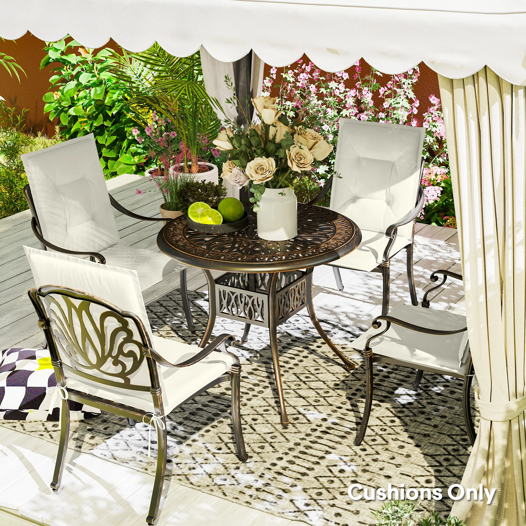 Outsunny Set Of 4 Garden Chair Cushions, Outdoor Seat Pads - Image 26