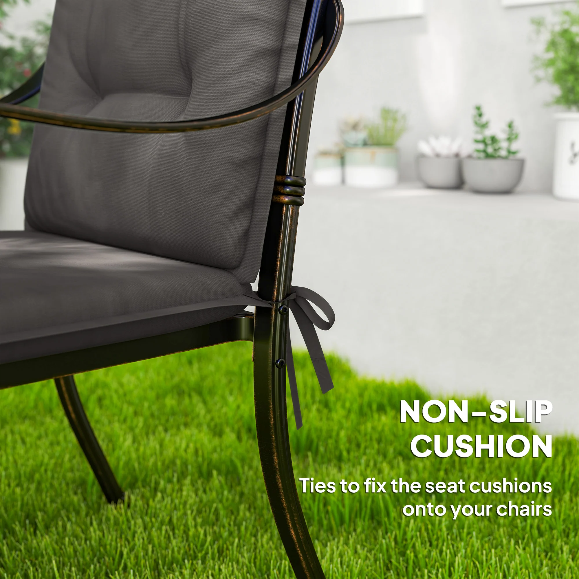 Outsunny Set Of 4 Garden Chair Cushions, Outdoor Seat Pads - Image 6
