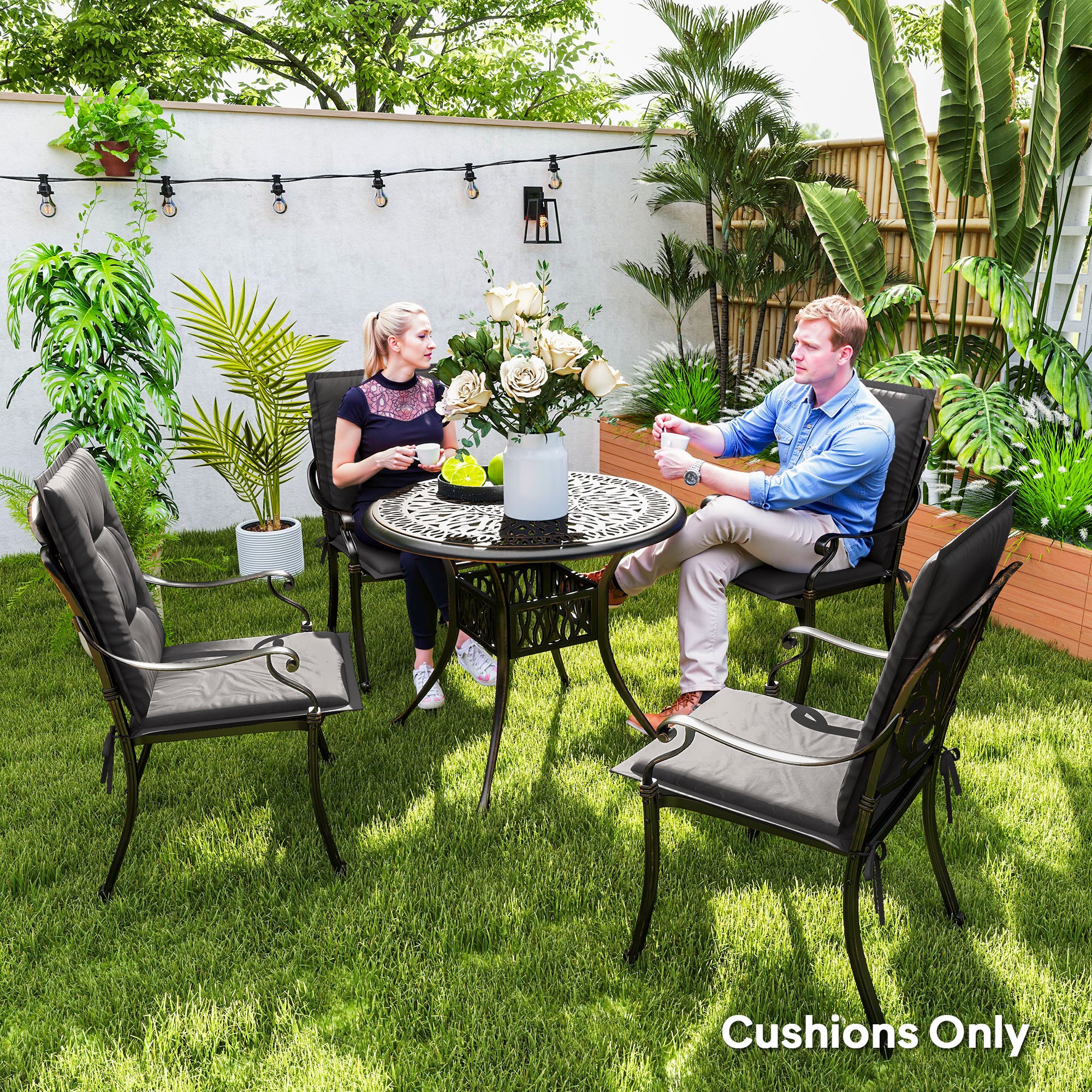 Outsunny Set Of 4 Garden Chair Cushions, Outdoor Seat Pads - Image 7
