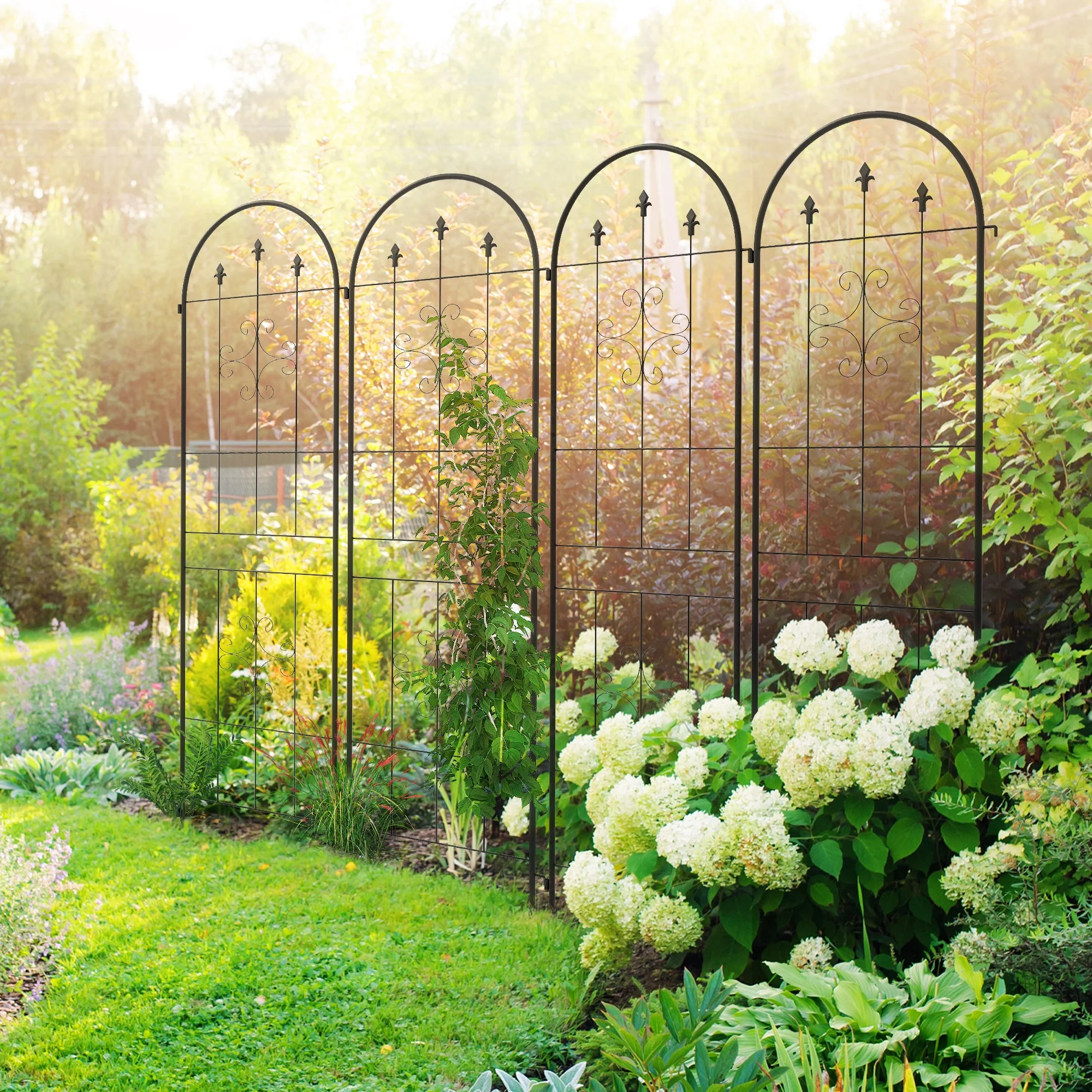 Outsunny Set of 4 Metal Trellis for Climbing Plants, Arrow Design - Image 2