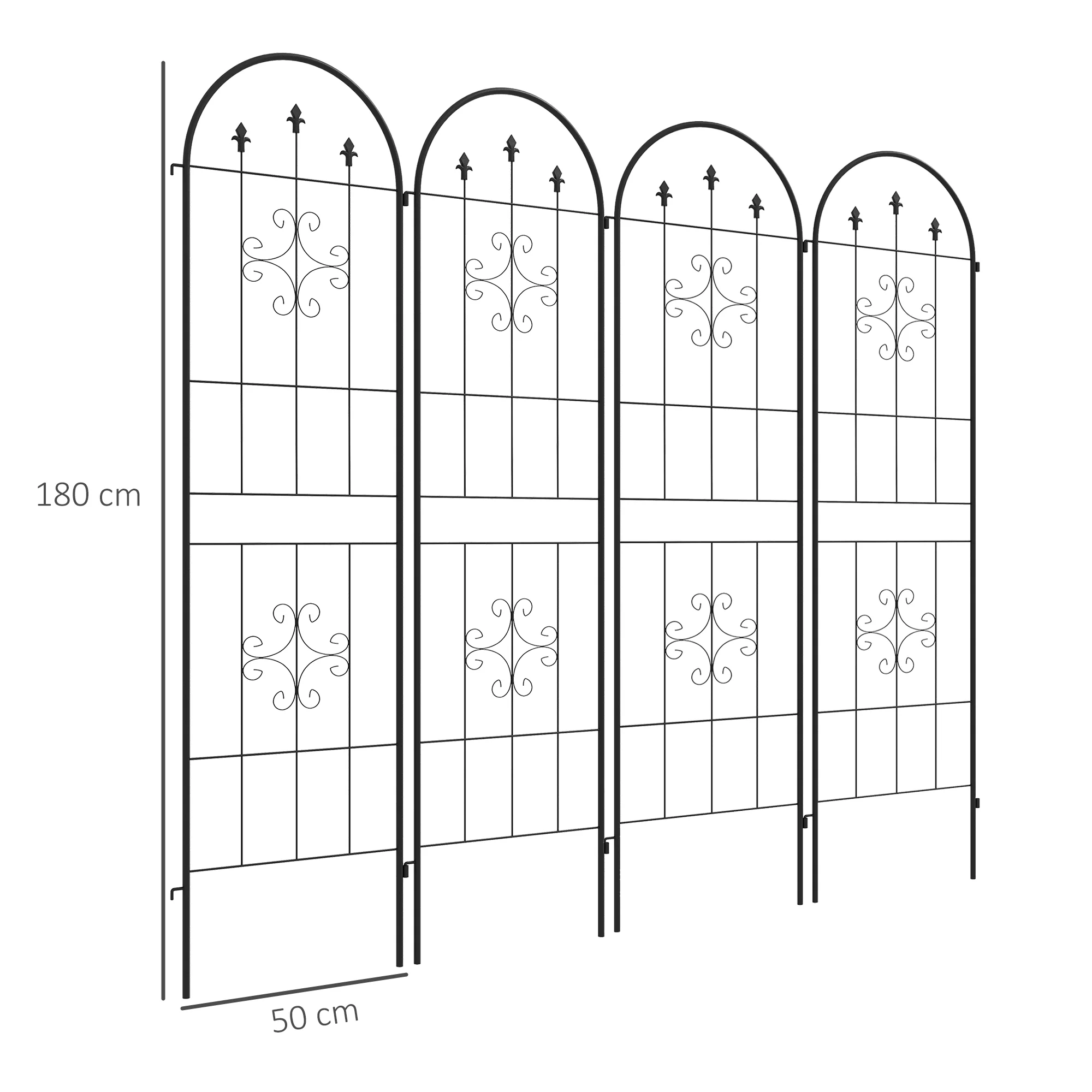 Outsunny Set of 4 Metal Trellis for Climbing Plants, Arrow Design - Image 3