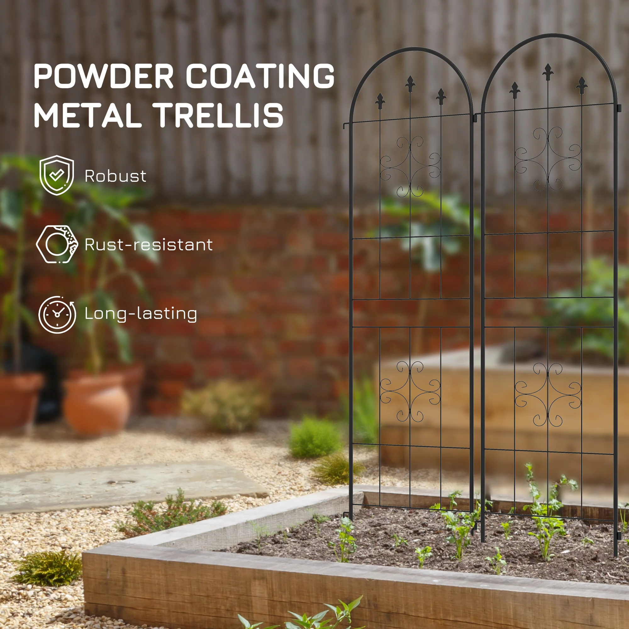 Outsunny Set of 4 Metal Trellis for Climbing Plants, Arrow Design - Image 6