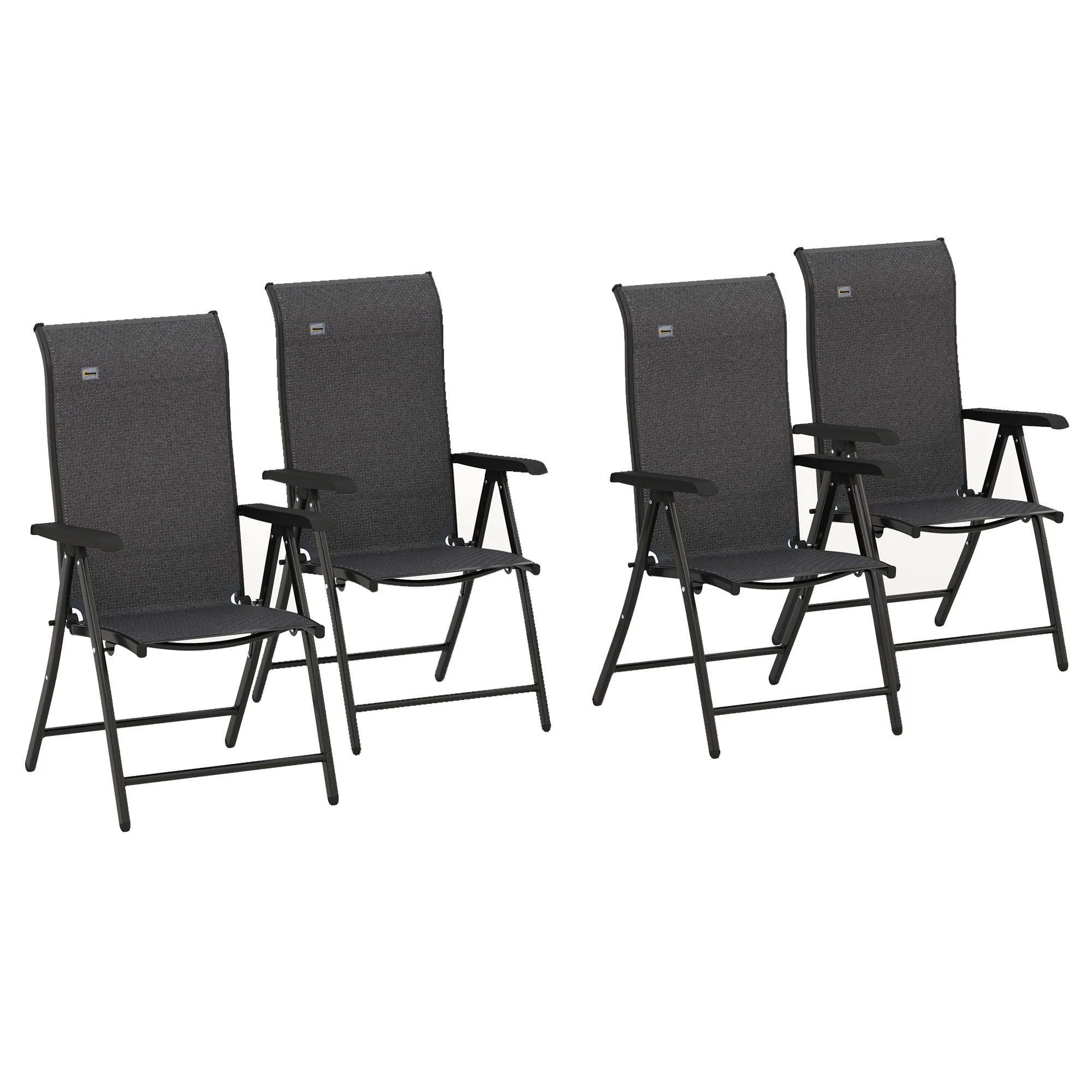 Outsunny Set of 4 Outdoor Rattan Folding Chair w/ Adjustable Backrest Grey