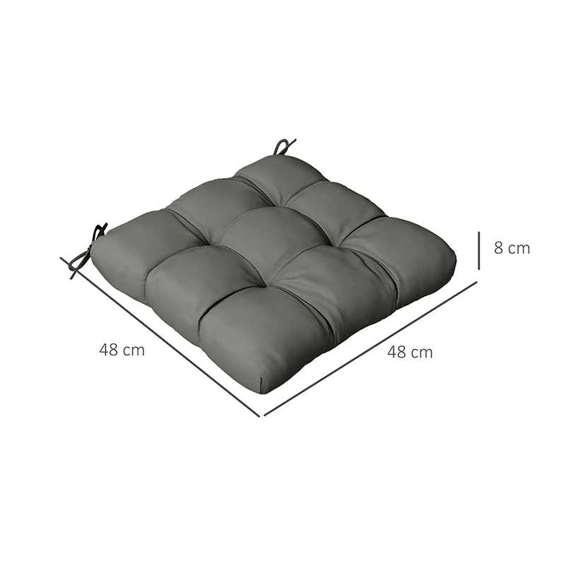 Outsunny Set of 4 Outdoor Seat Cushion with Ties, for Garden Furniture, Grey - Image 5