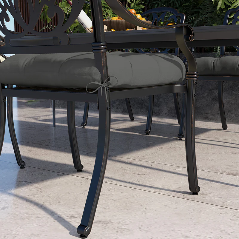 Outsunny Set of 4 Outdoor Seat Cushion with Ties, for Garden Furniture, Grey - Image 9
