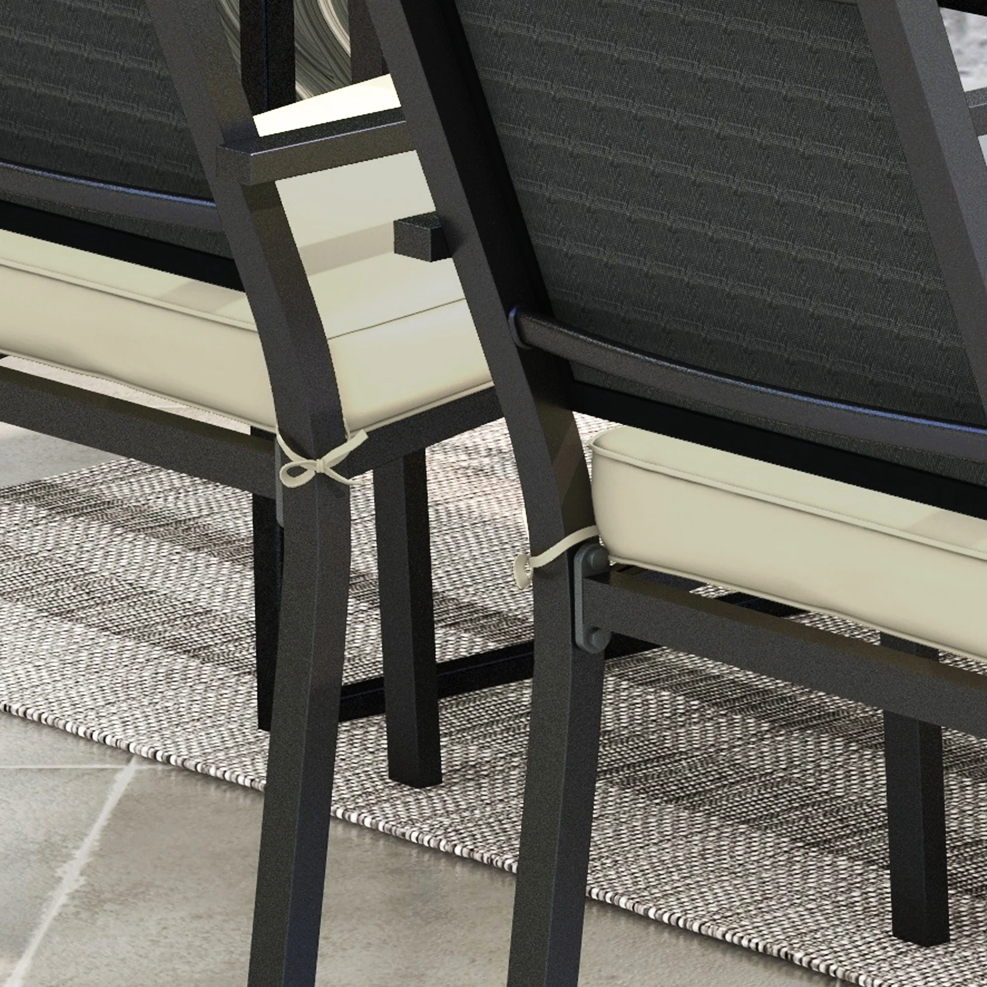 Outsunny Set of 4 Outdoor Seat Cushion with Ties, for Patio Furniture, Beige - Image 7