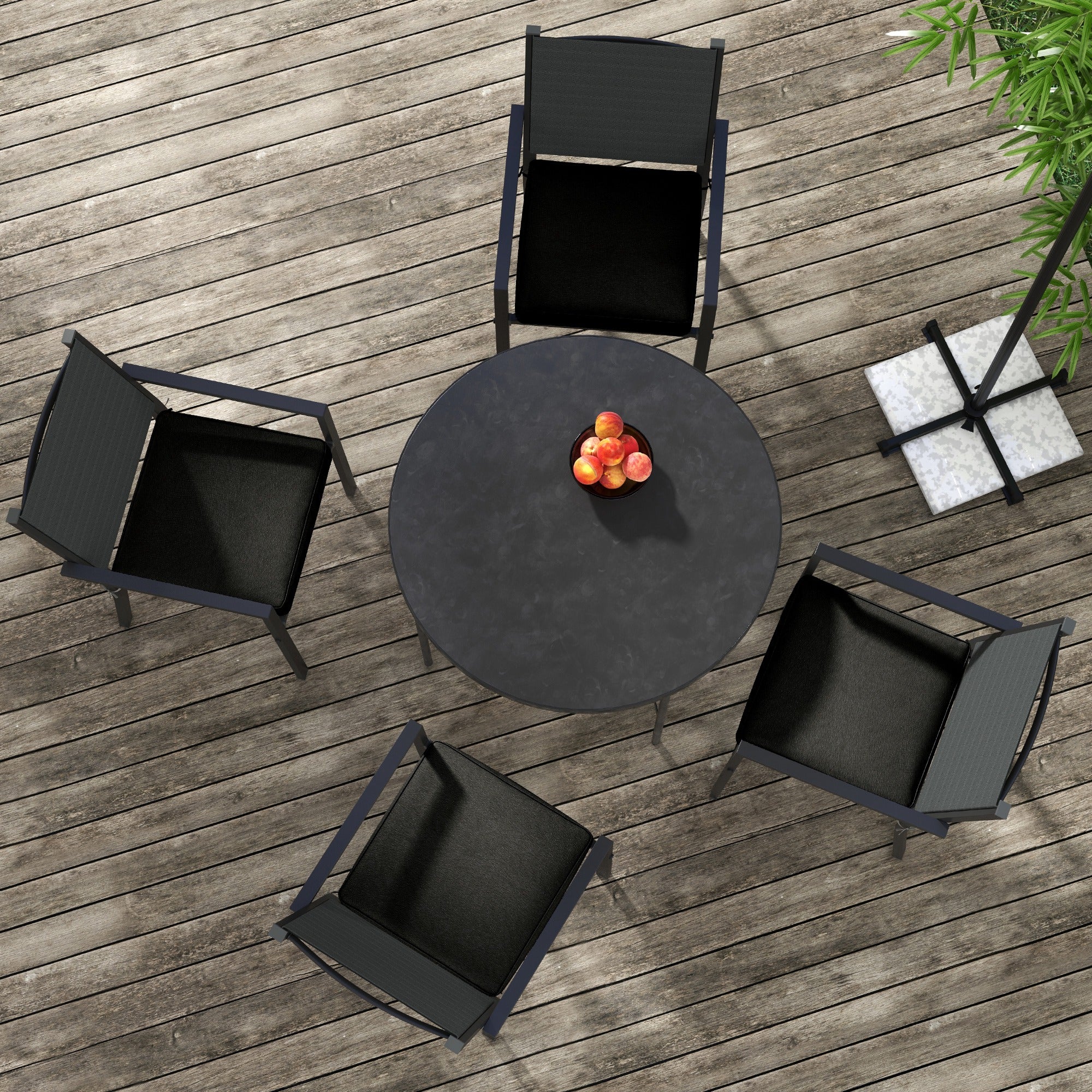 Outsunny Set of 4 Outdoor Seat Cushion with Ties, for Patio Furniture, Black - Image 6