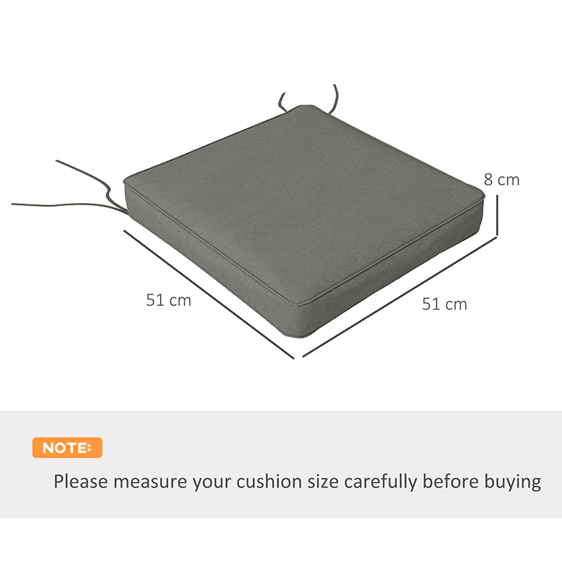Outsunny Set Of 4 Outdoor Seat Cushion With Ties, For Patio Furniture, Grey - Image 5