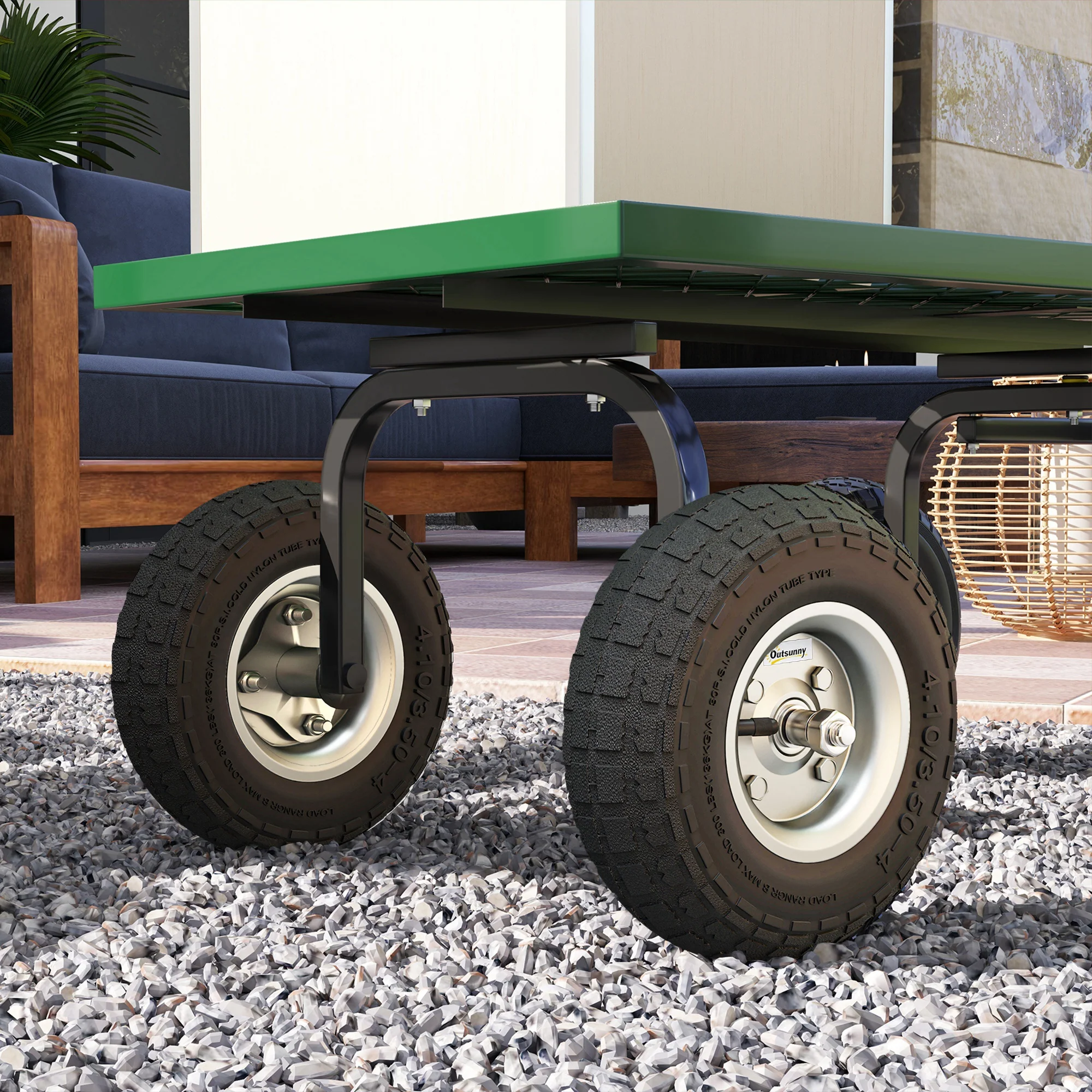 Outsunny Set of Four 10\" Pneumatic Wheels for Barn Carts, Garden Cart Black - Image 7