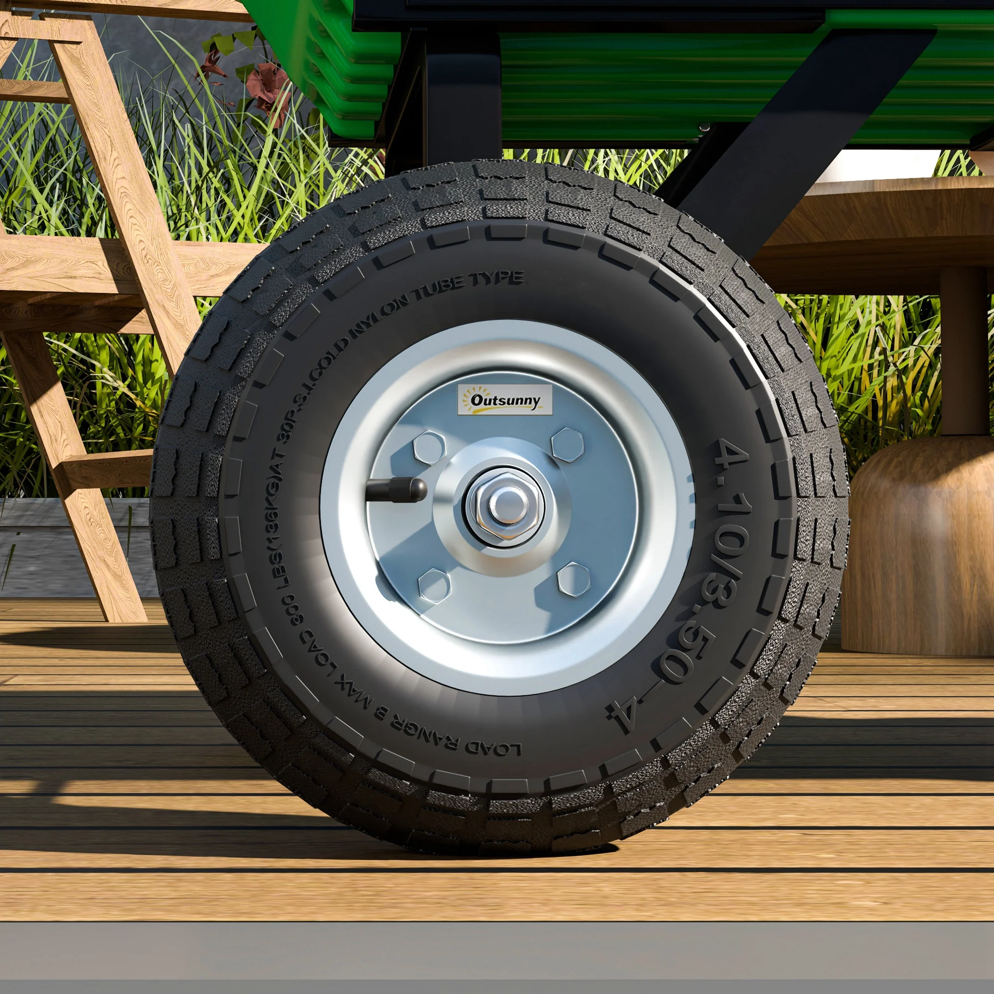 Outsunny Set of Four 10\" Pneumatic Wheels for Barn Carts, Garden Cart Black - Image 8