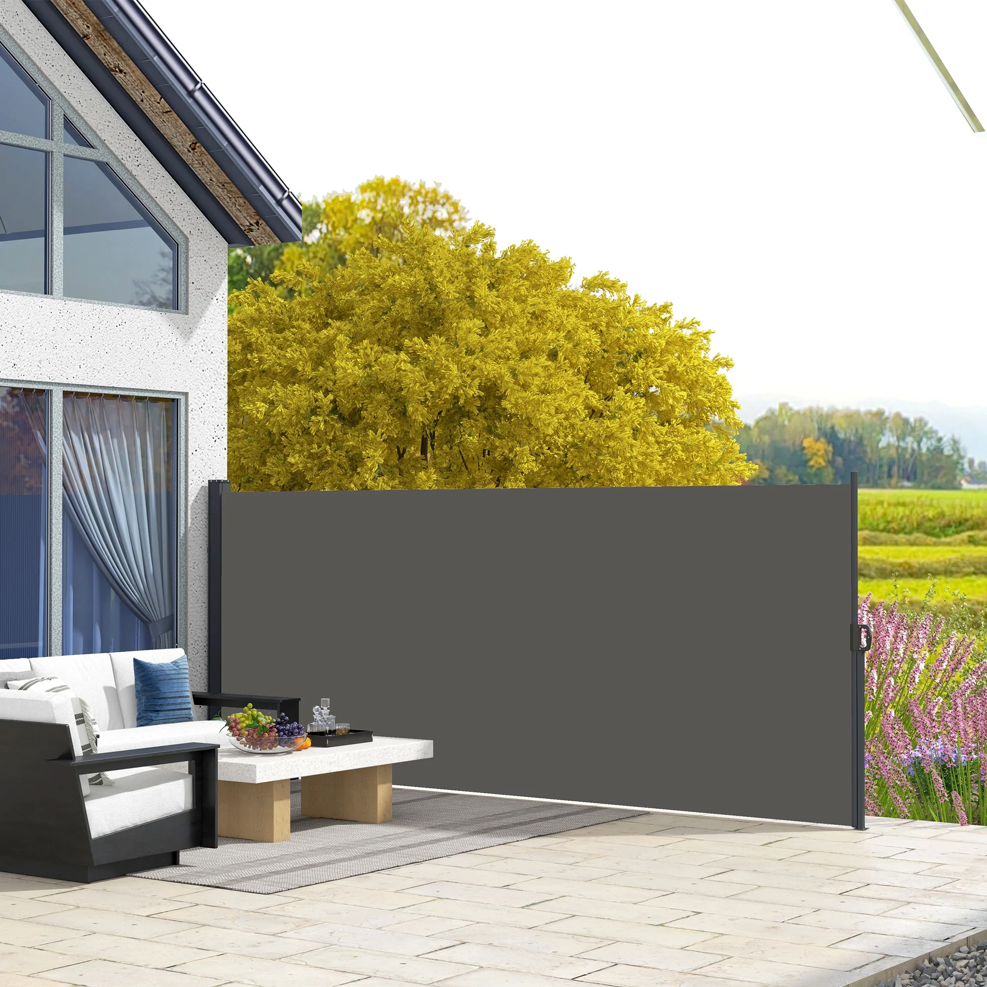 Outsunny Side Awning Retractable, Outdoor Privacy Screen, 400x180cm - Image 2