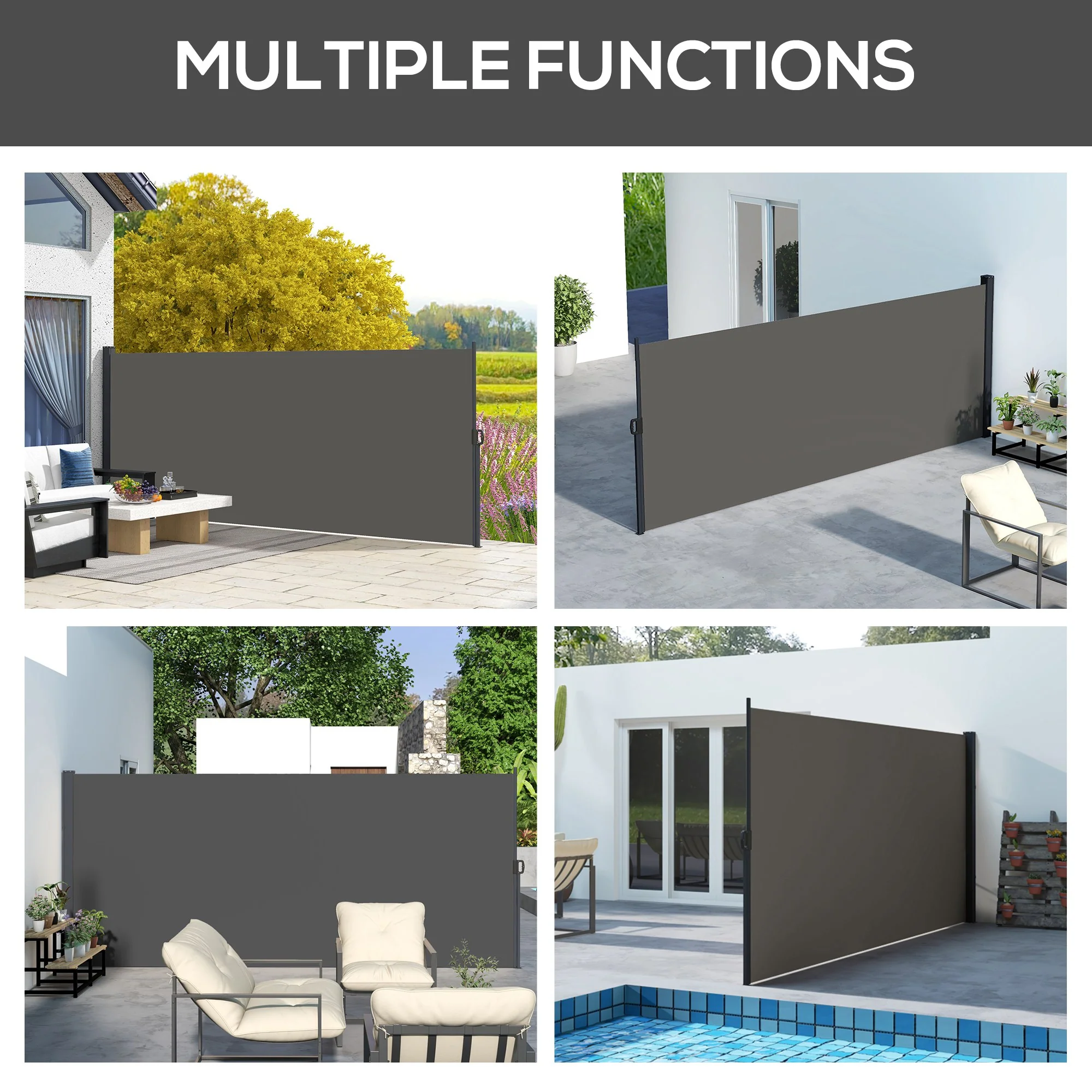 Outsunny Side Awning Retractable, Outdoor Privacy Screen, 400x180cm - Image 7