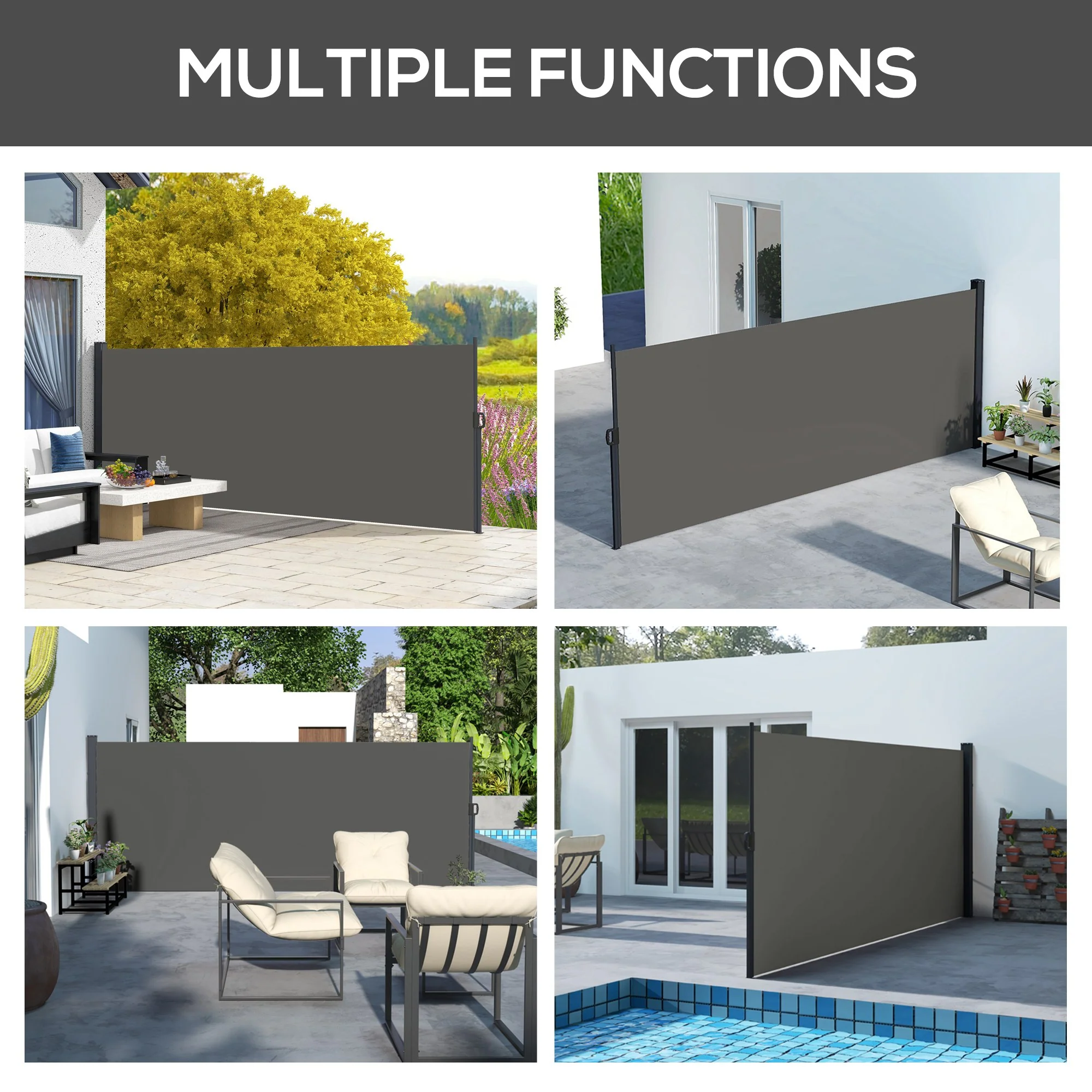 Outsunny Side Awning Retractable, Privacy Screen, 400x160cm - Image 16