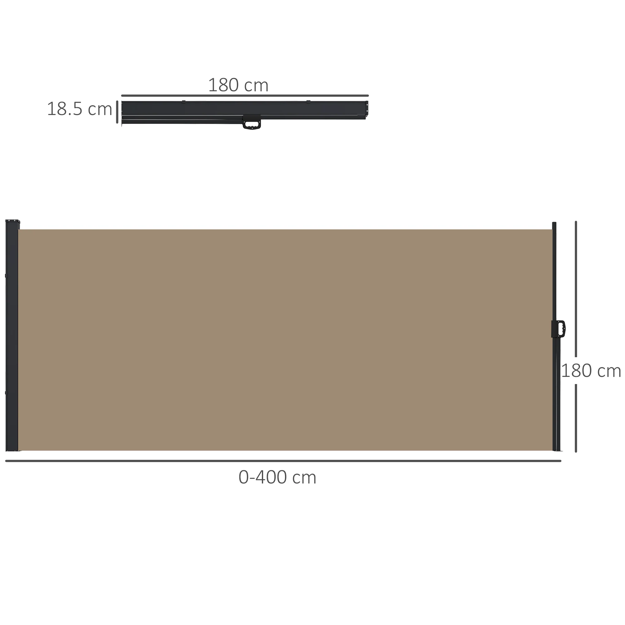 Outsunny Side Awning Retractable, Privacy Screen, 400x180cm, Khaki - Image 5