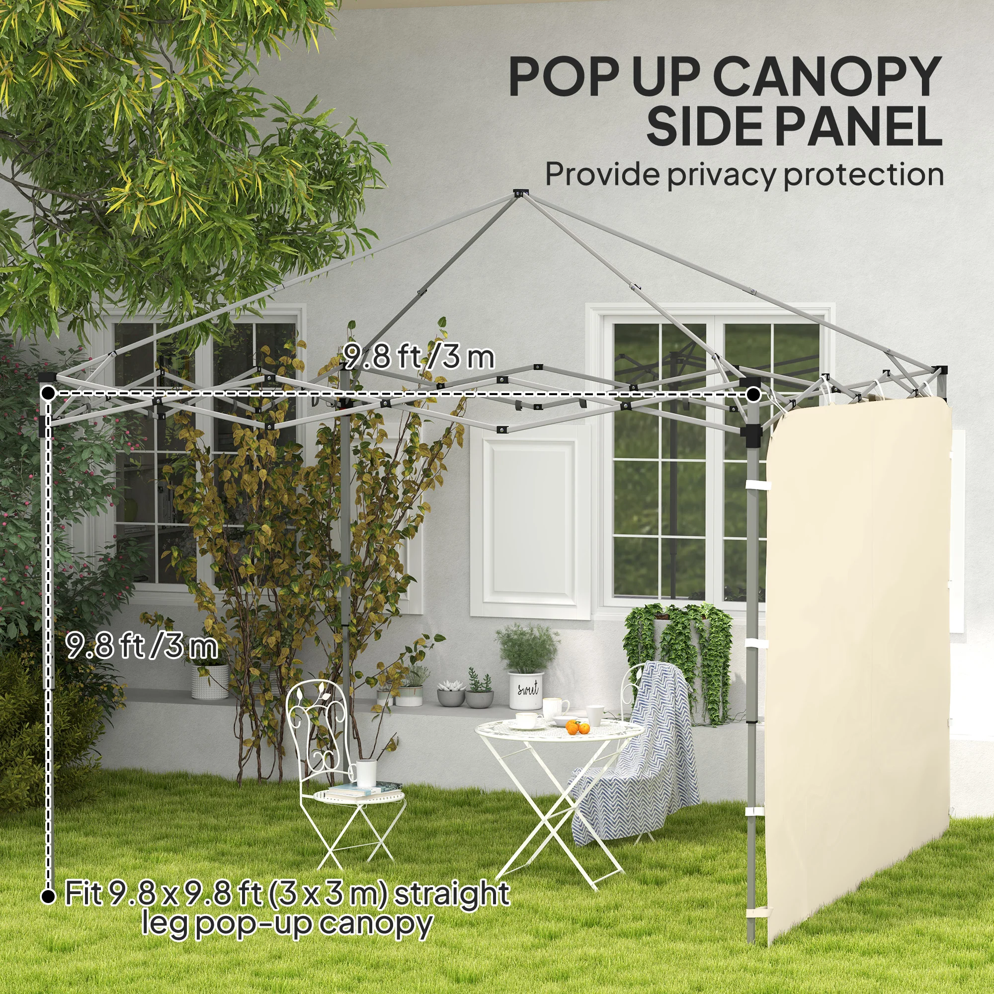 Outsunny Side Panel for 3x3 m Pop Up Gazebos, 1 Pack Sidewall Only - Image 3