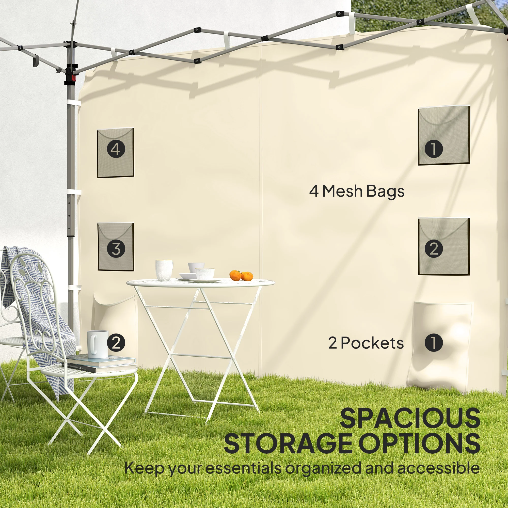 Outsunny Side Panel for 3x3 m Pop Up Gazebos, 1 Pack Sidewall Only - Image 4