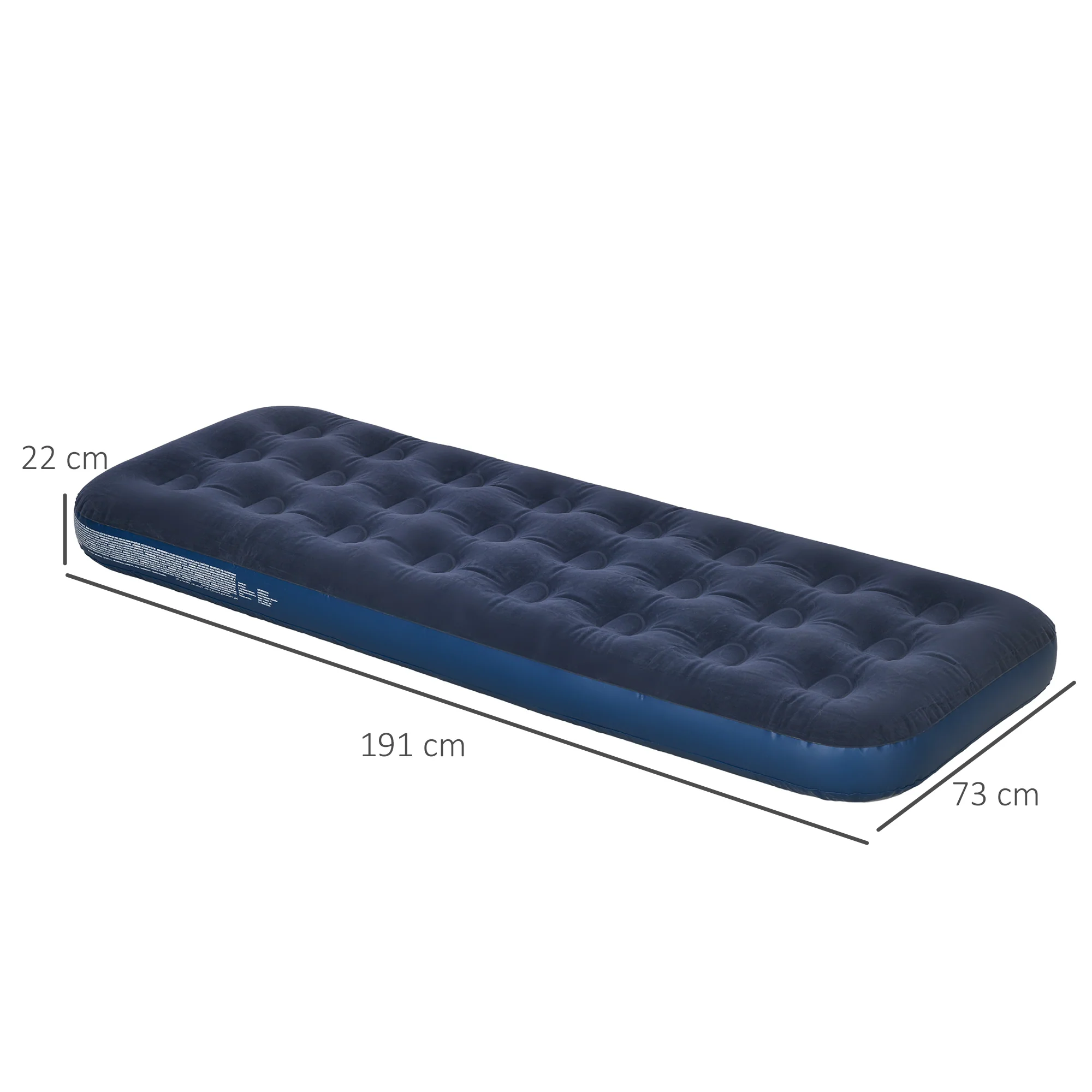 Outsunny Single Air Mattress, Portable Air Bed with Flocked Surface, Blue - Image 5