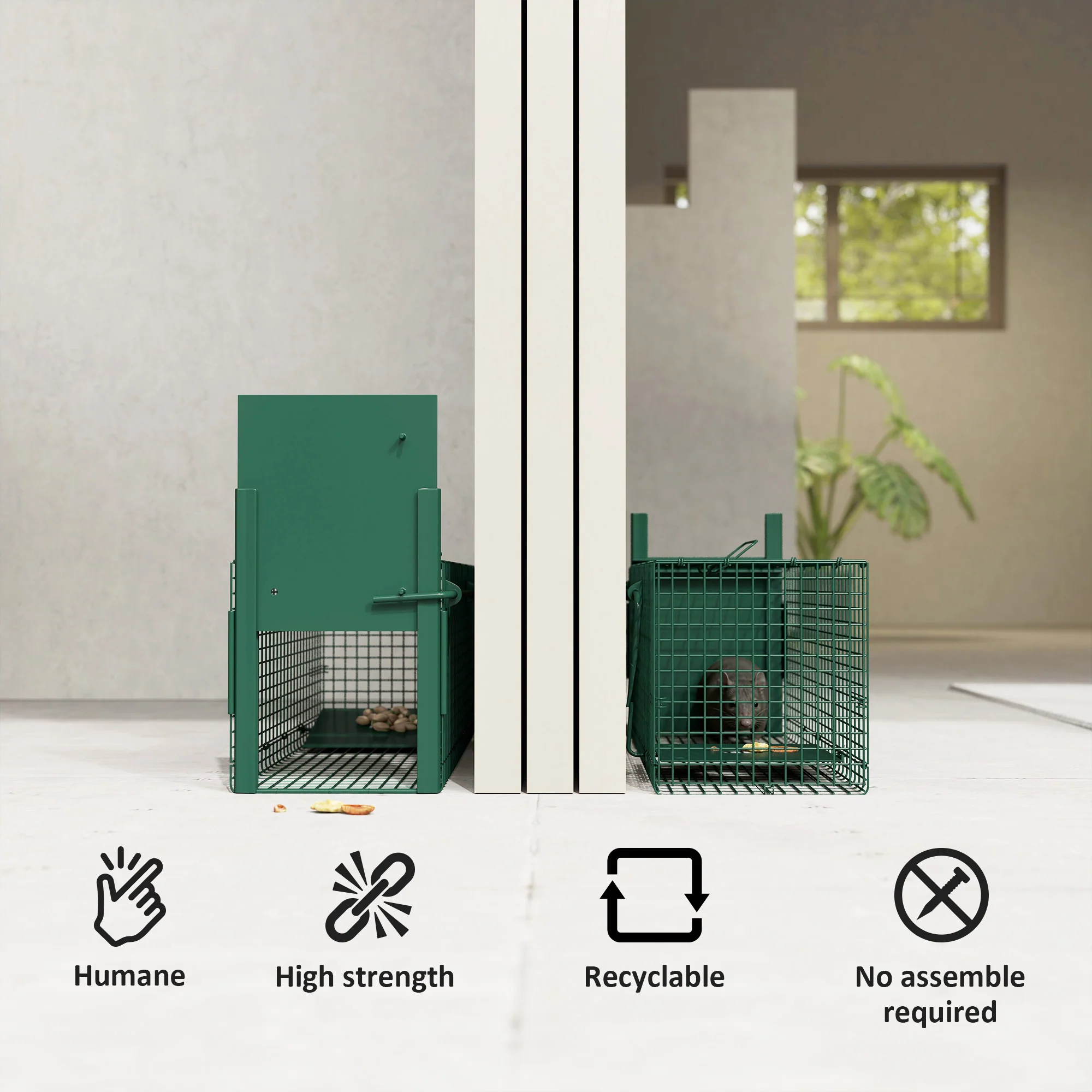 Outsunny Single Door Rat Trap For Small Animals, Dark Green - Image 3