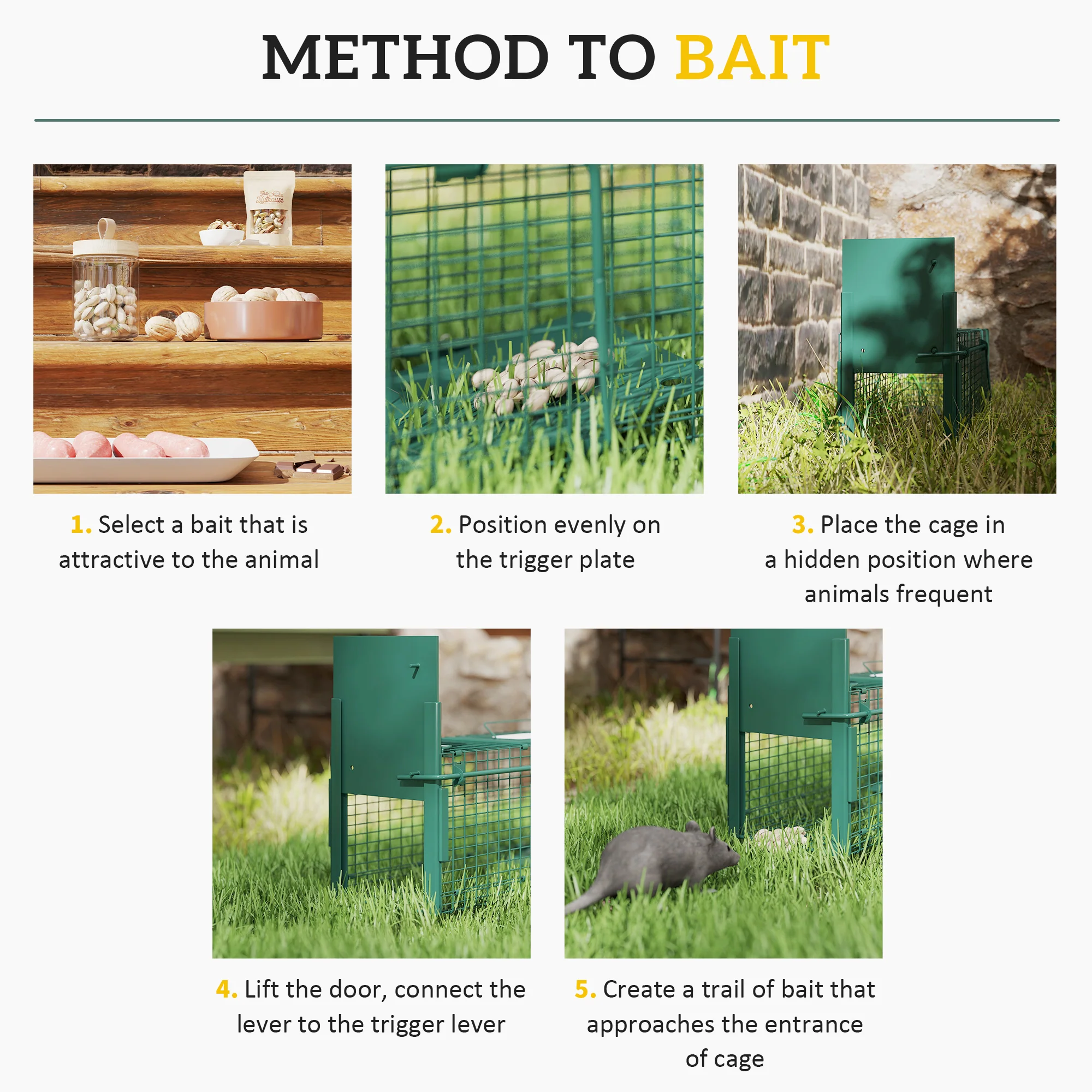 Outsunny Single Door Rat Trap For Small Animals, Dark Green - Image 4
