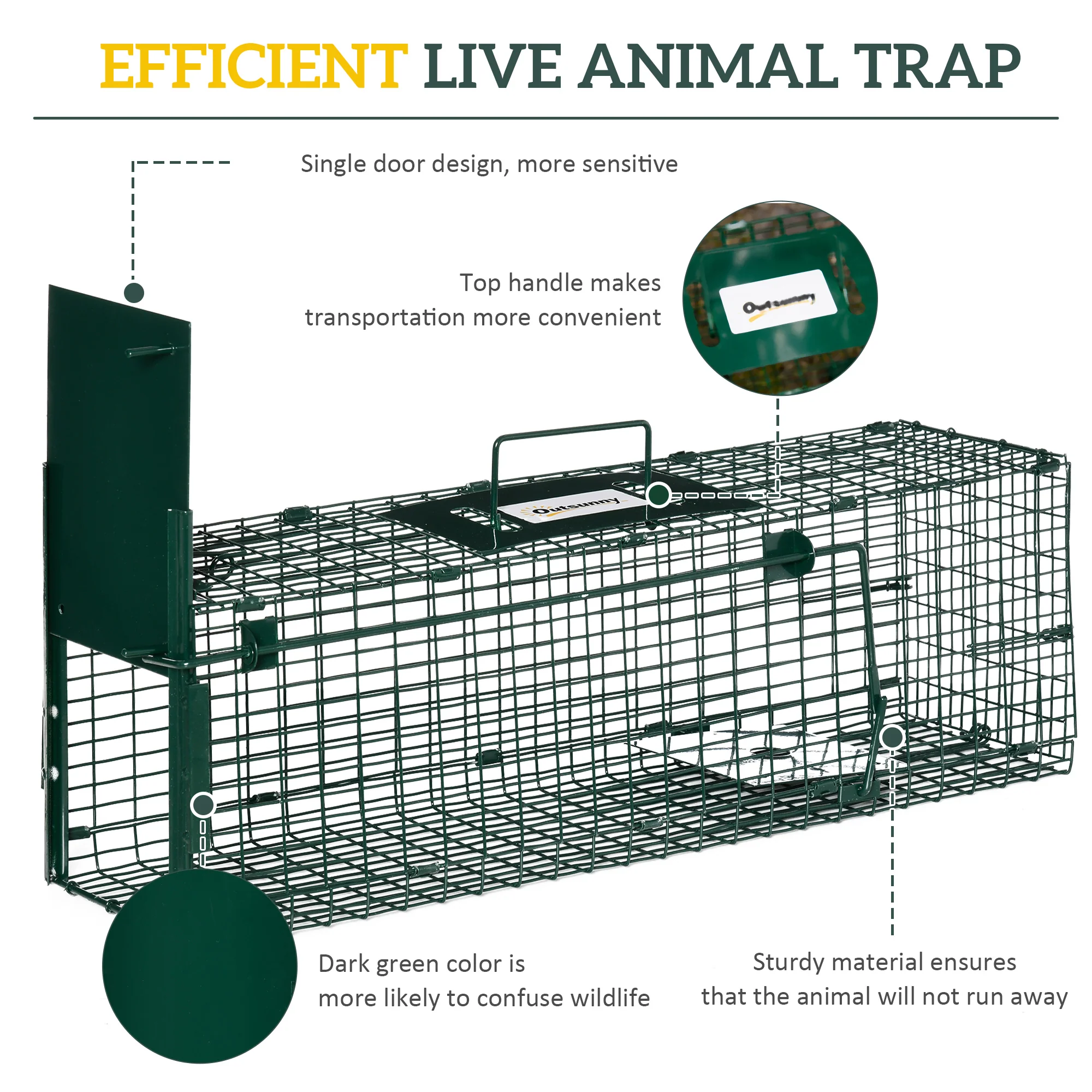 Outsunny Single Door Rat Trap For Small Animals, Dark Green - Image 6