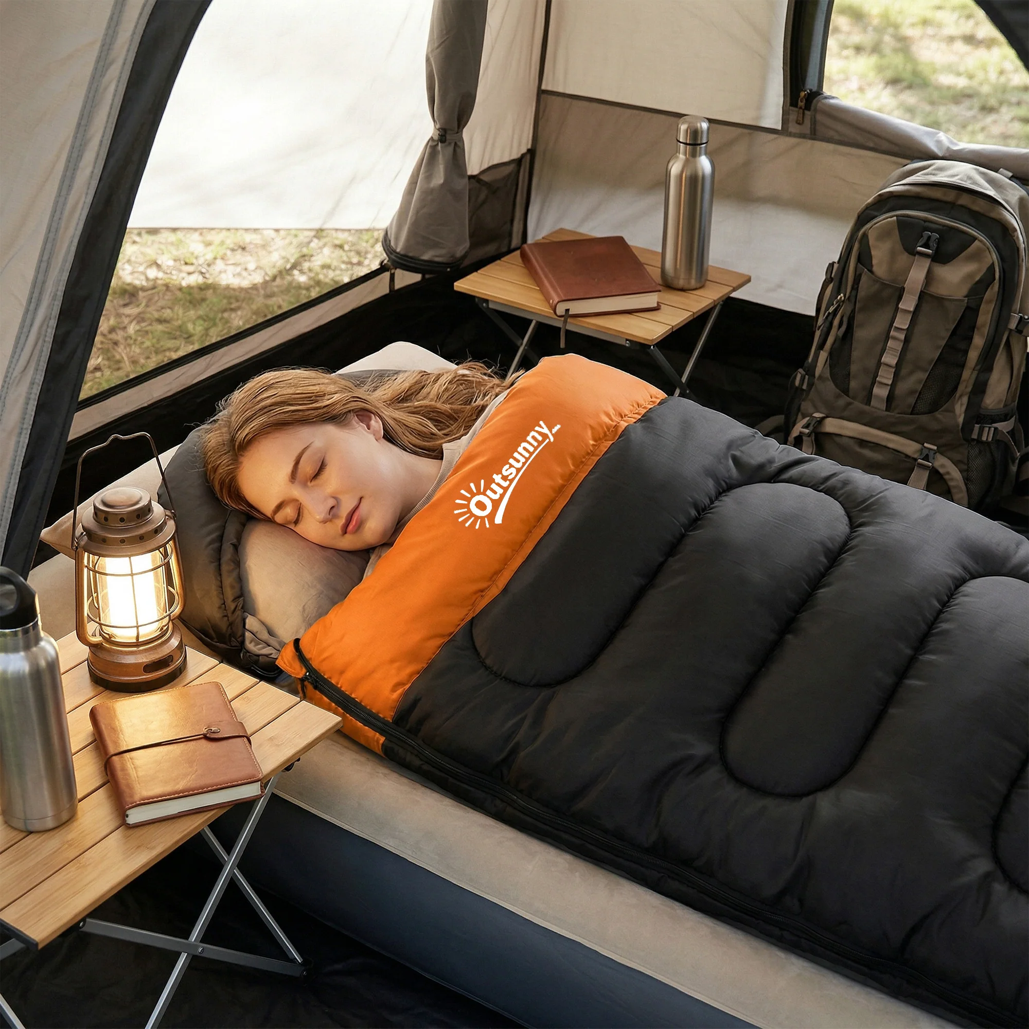 Outsunny Sleeping Bag For Adults, Lightweight & Compact Sleeping Bag, Grey - Image 9