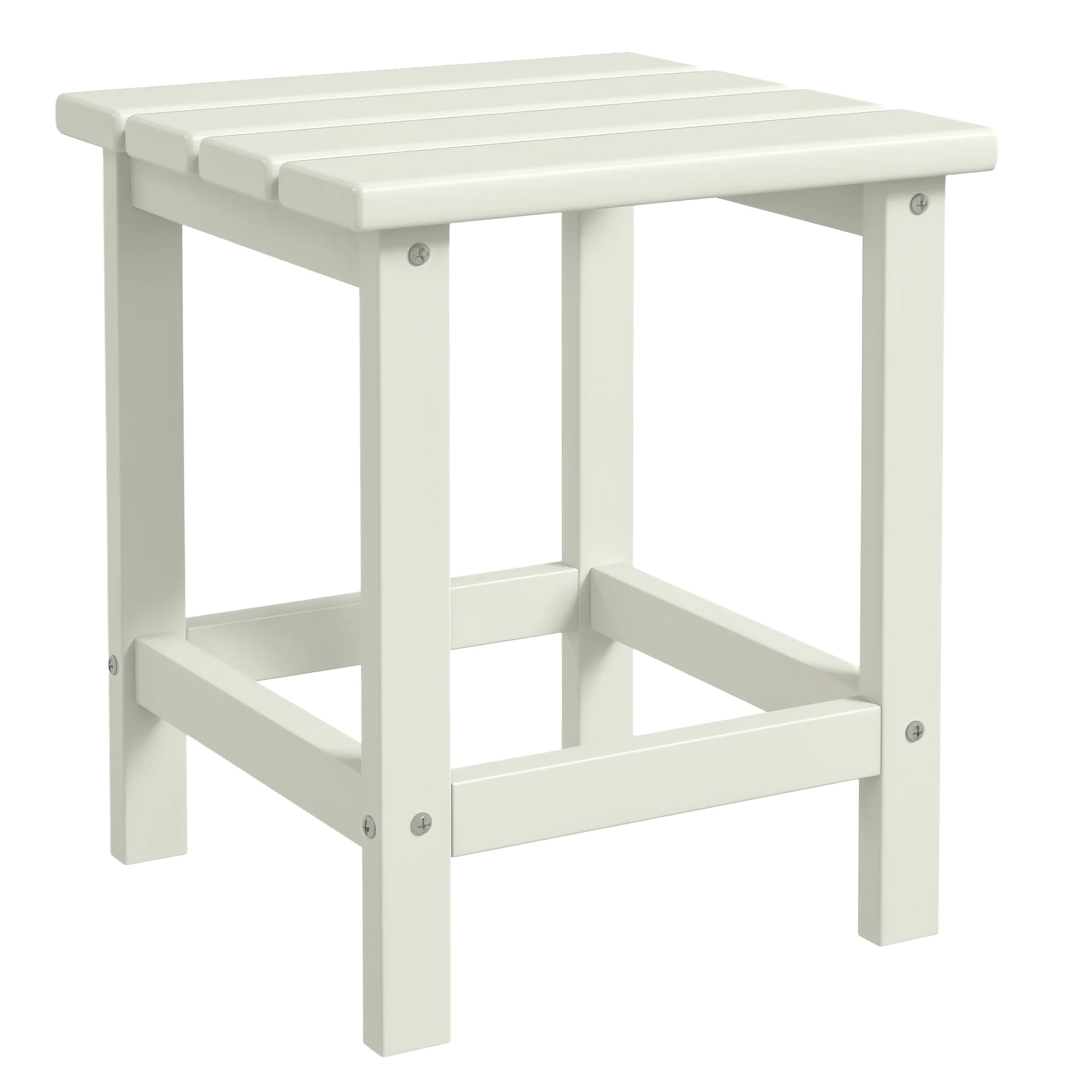 Outsunny Square Coffee Table, HDPE Side Table for Porch, Garden, White