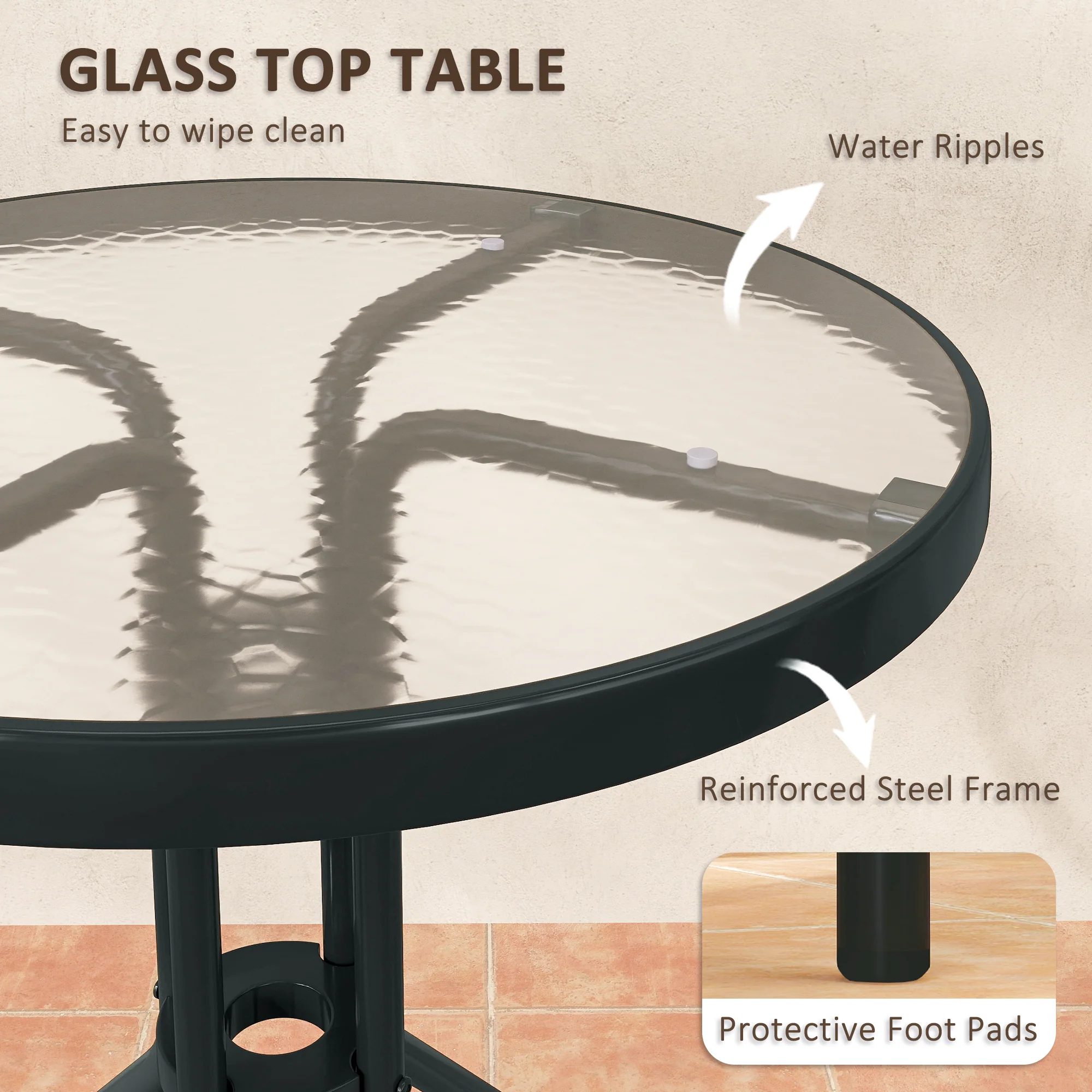 Outsunny Stackable Patio Bistro Set, 3 Pieces Garden Furniture Set - Image 6