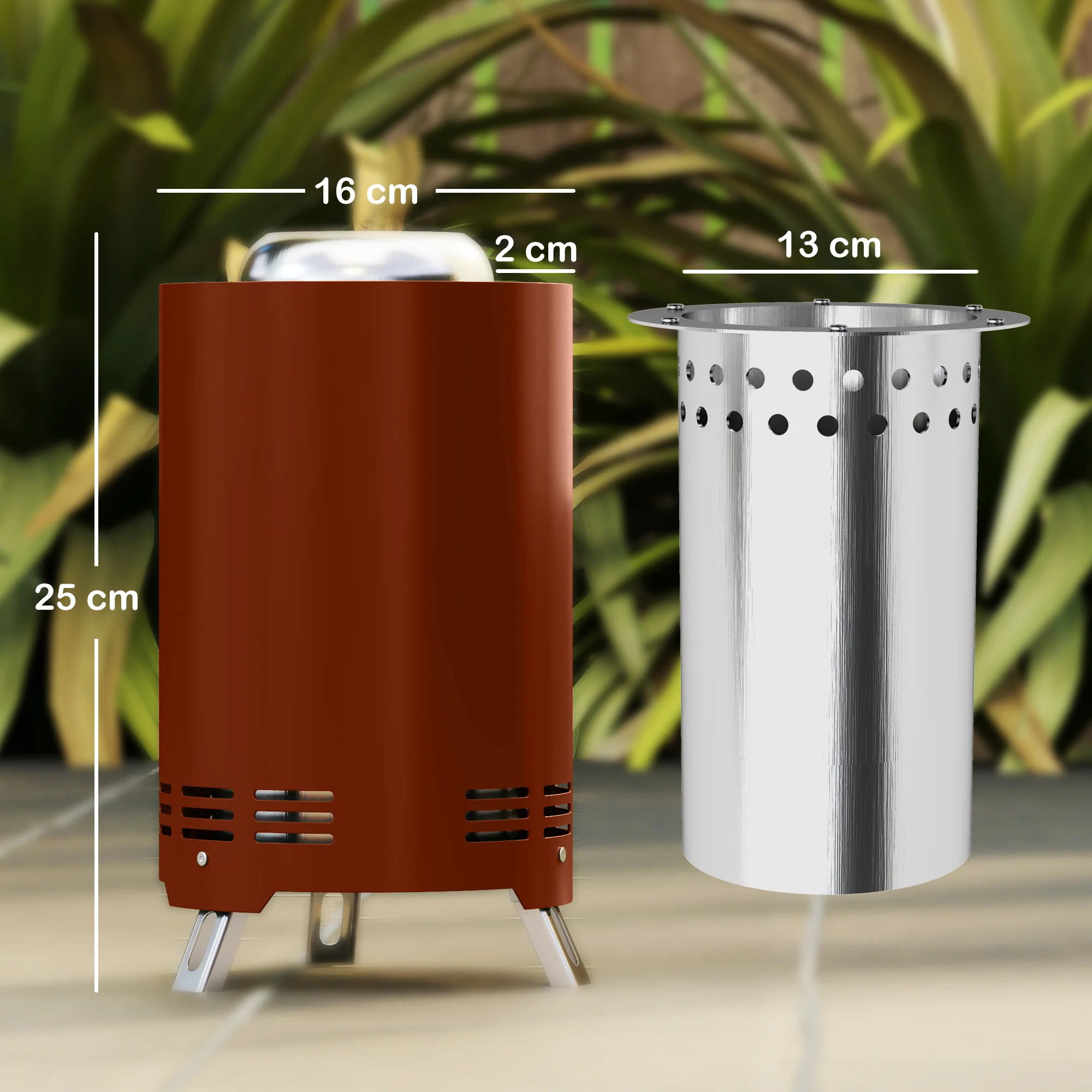 Outsunny Stainless Steel Smokeless Wood Burning Firepit Garden Fire Pit - Image 23