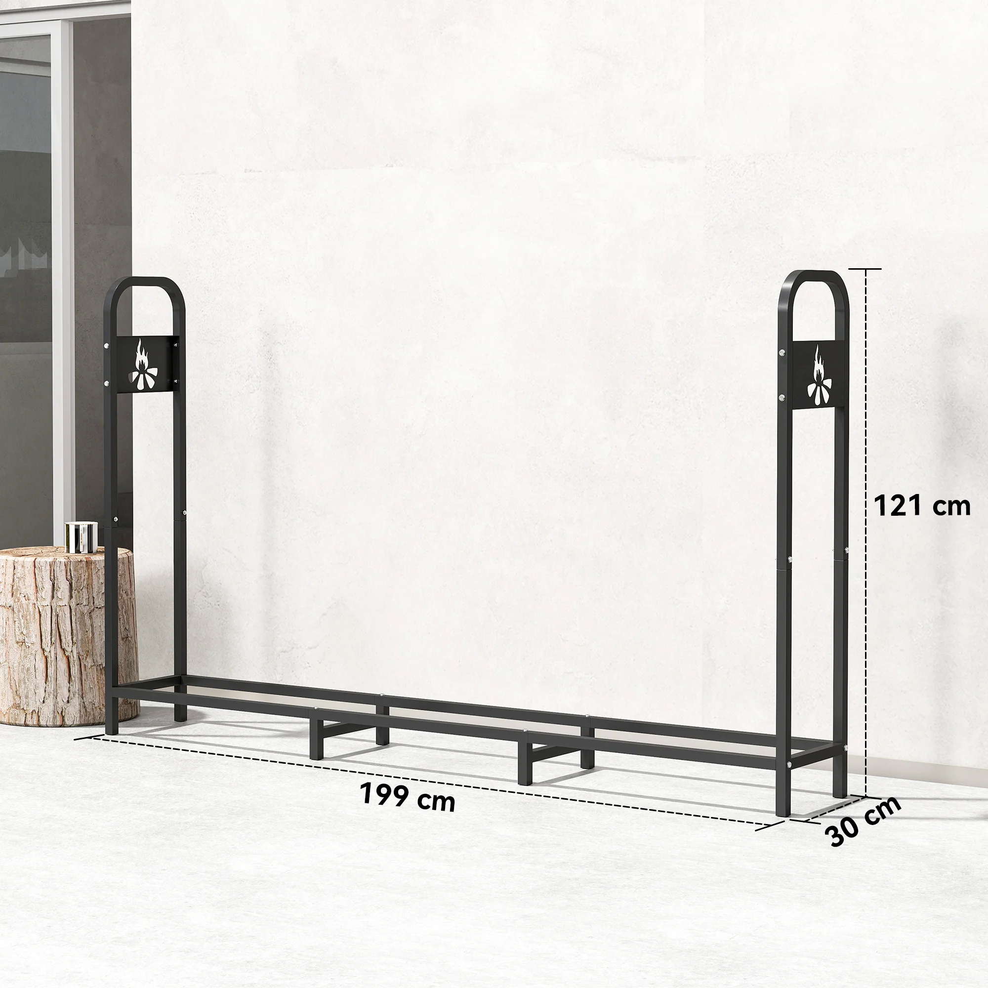 Outsunny Steel Firewood Log Rack, 300 kg Indoor Outdoor Fireplace Log Holder - Image 5