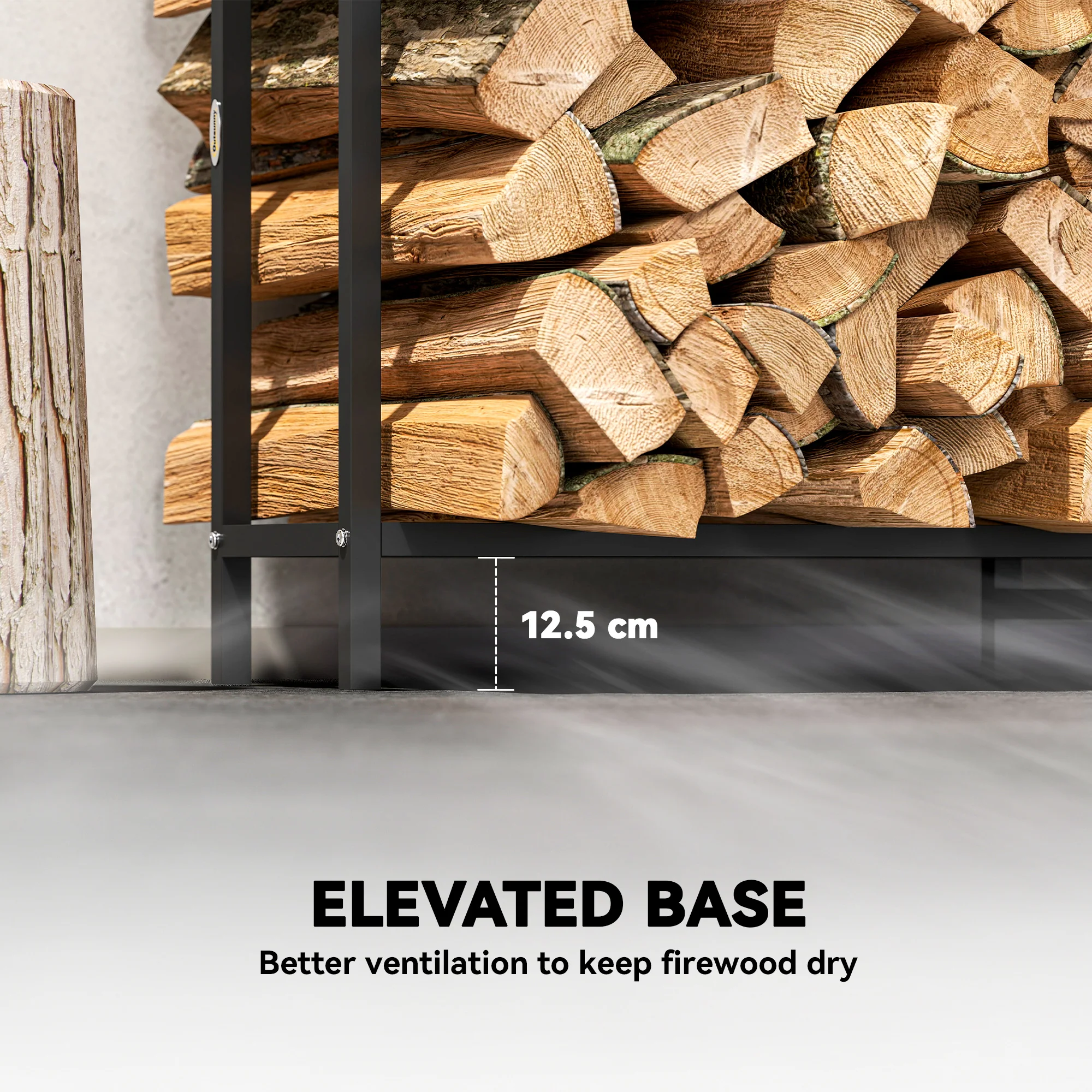 Outsunny Steel Firewood Log Rack, 300 kg Indoor Outdoor Fireplace Log Holder - Image 6