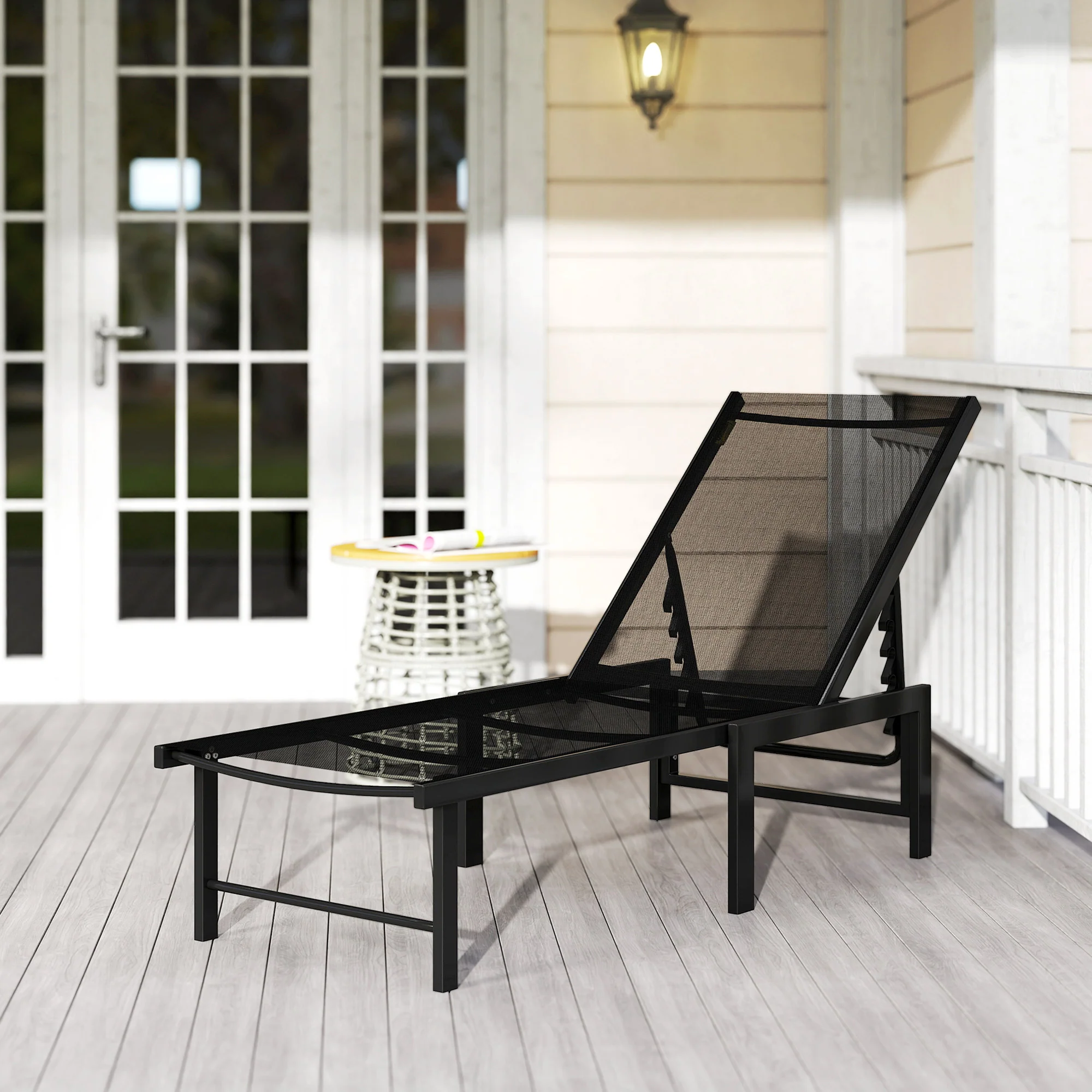 Outsunny Sun Lounger, 5-Level Reclining Sun Lounger Chair, Black - Image 8