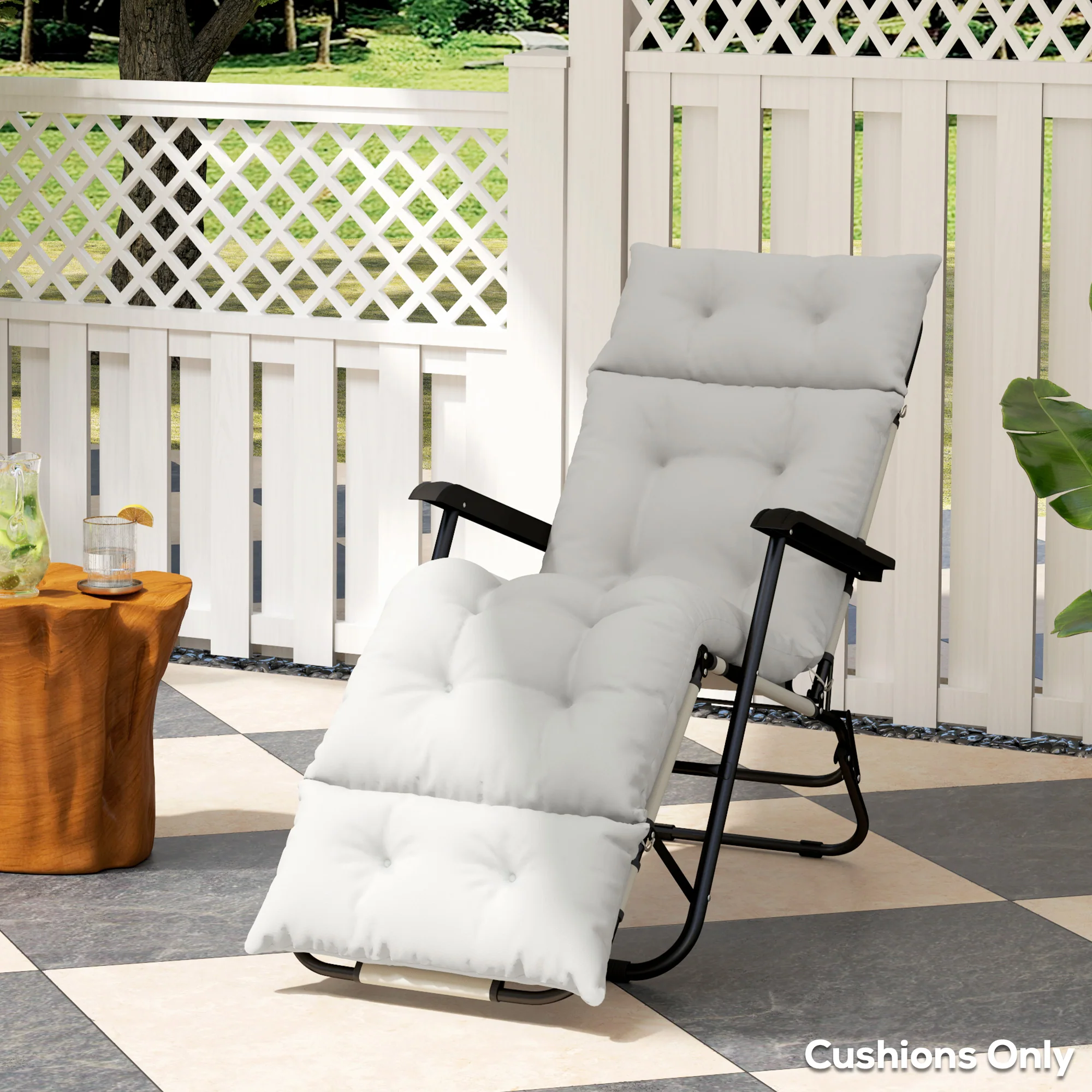 Outsunny Sun Lounger Cushion Only, Garden Lounge Chair Cushion - Image 20
