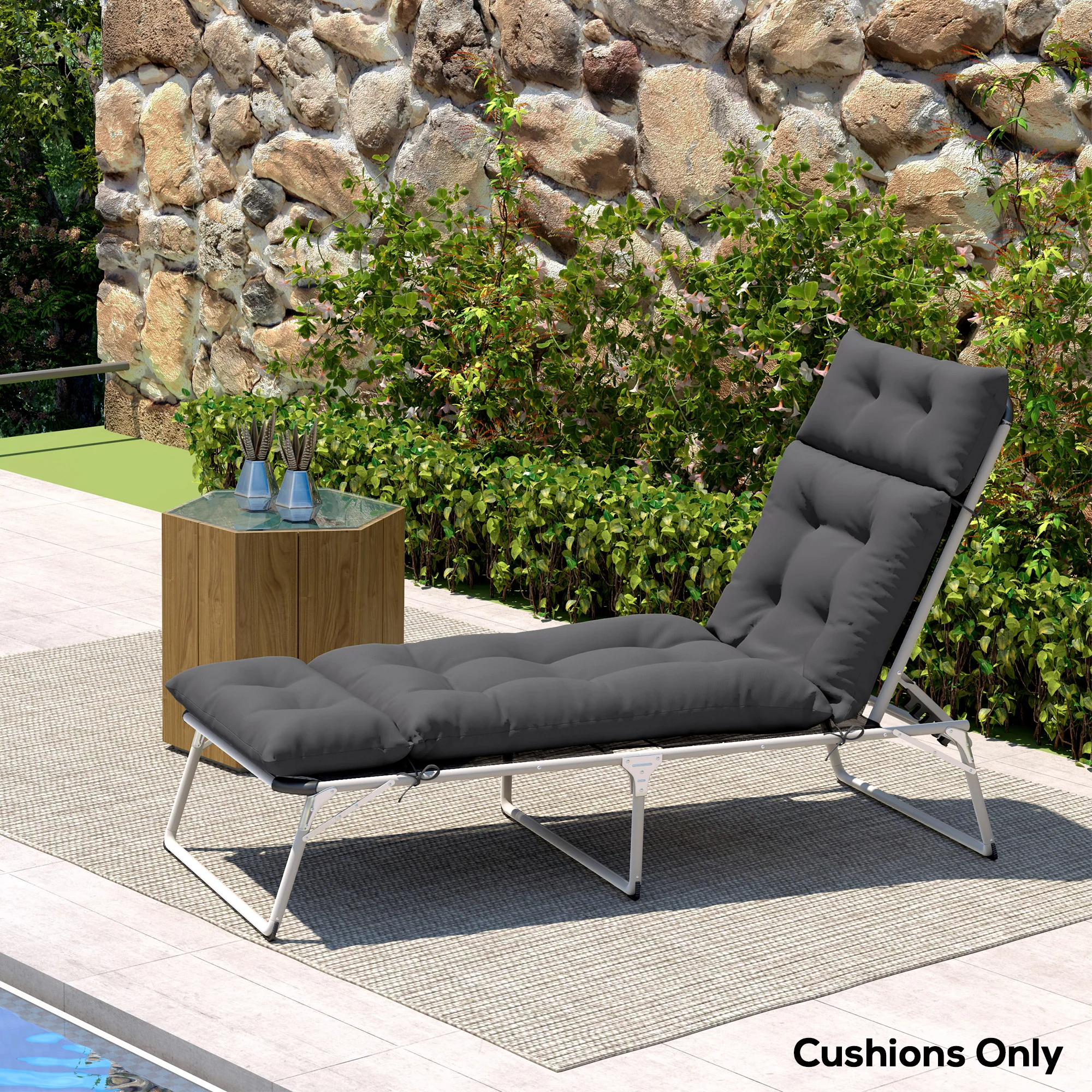 Outsunny Sun Lounger Cushion Only, Garden Lounge Chair Cushion - Image 8